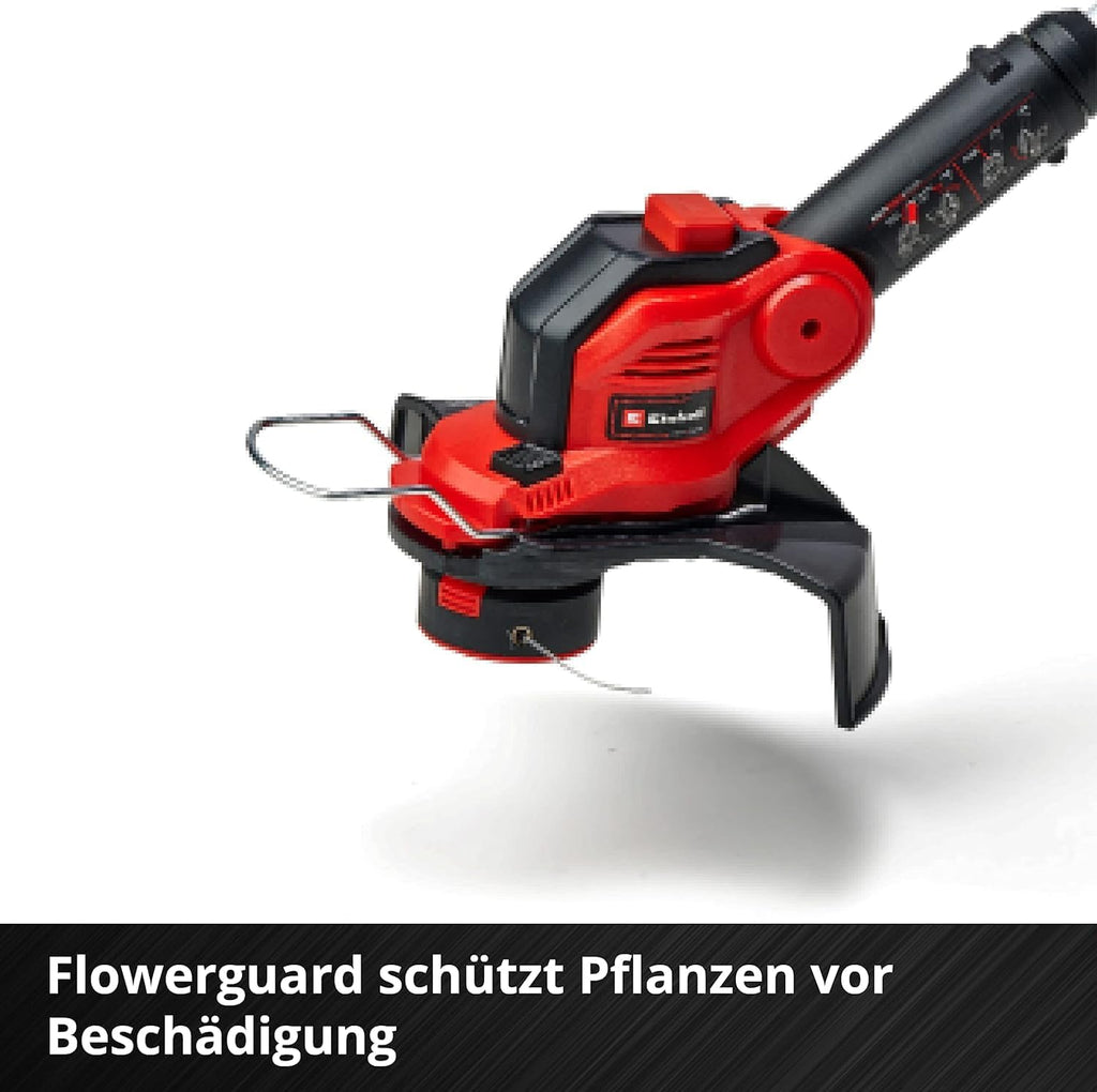 Einhell GE-CT 18/28 Li-Solo Power X-Change Cordless Grass Trimmer (18 V, 28 cm Cutting Width Thread, Rotatable and Tilting Motor Head, without Battery and Charger), Red/Black