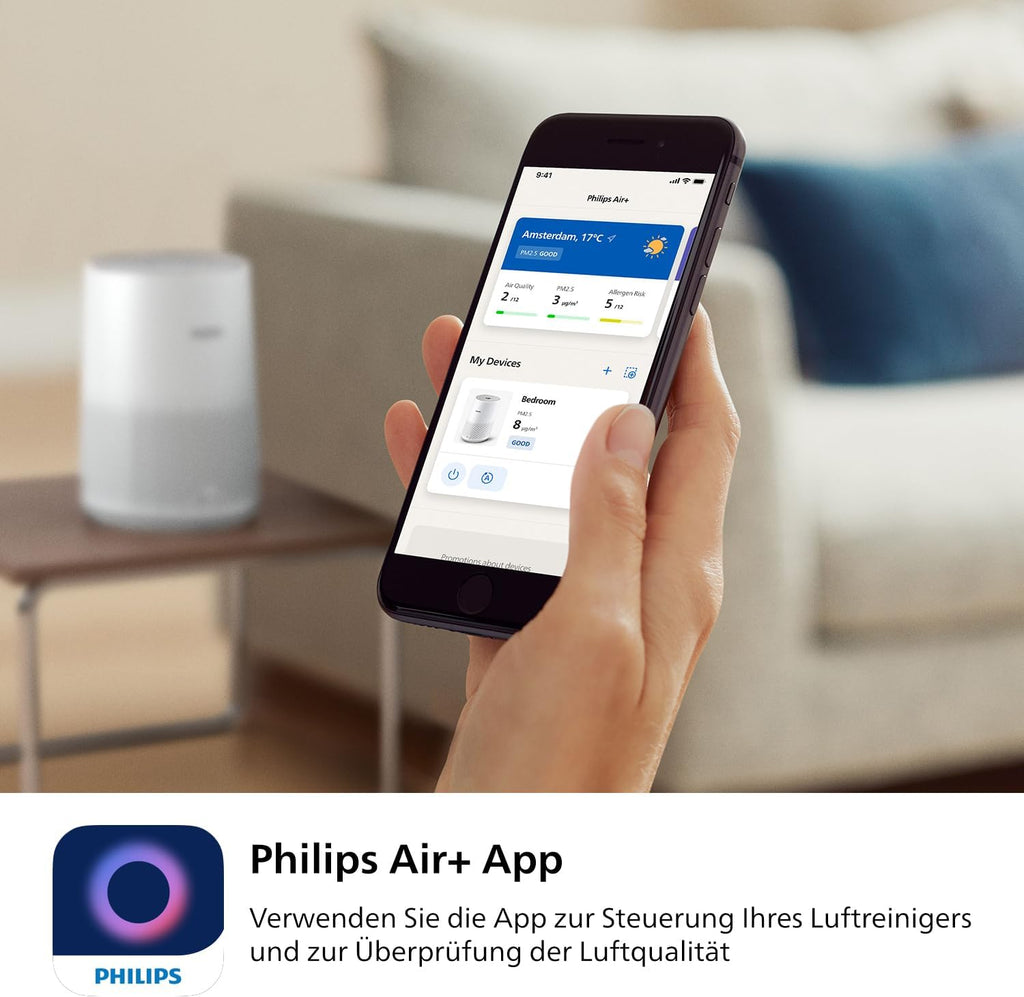 Philips Air Purifier 600 Series, Energy Efficient with Smart Sensor, for Allergy Sufferers, HEPA Filter Removes 99.97% of Pollutants, Covers up to 44 m2, App Control, White (AC0651/10)