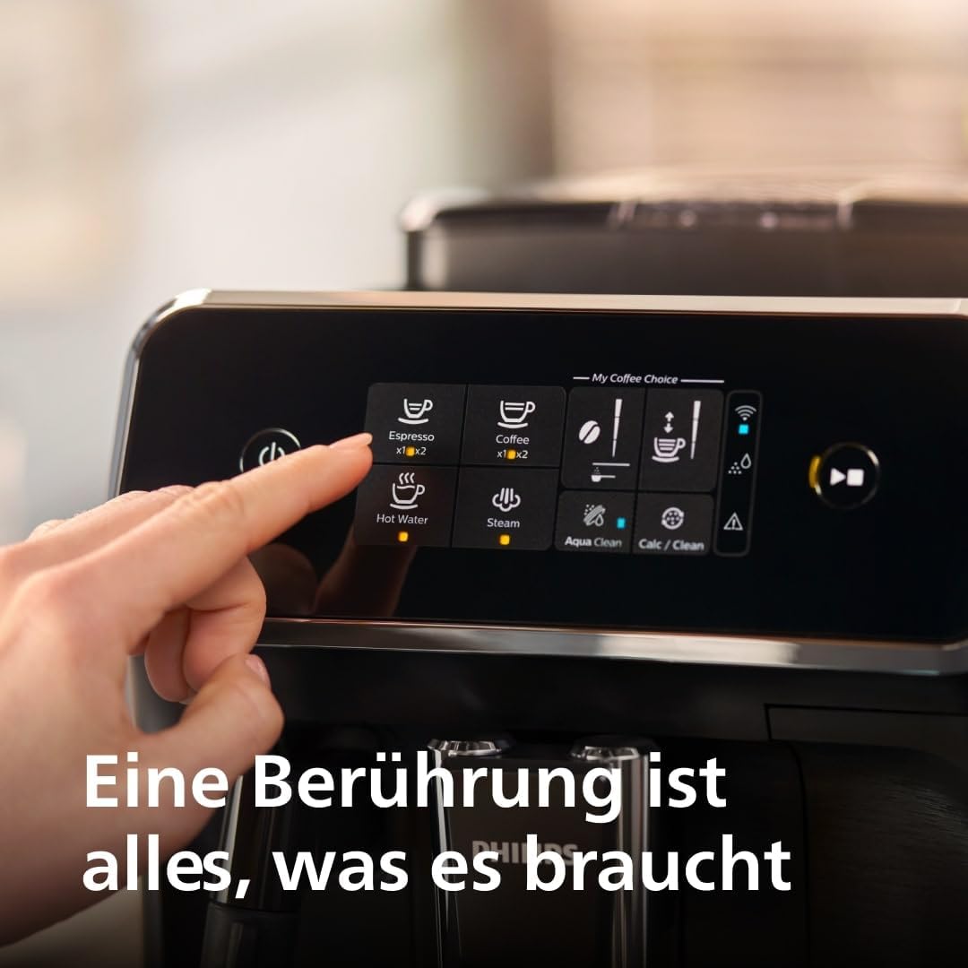 Philips 2200 Series Fully Automatic Coffee Machine, 2 Types of Coffee, Classic Milk Frother, Intuitive Touch Display, 100% Ceramic Grinder, Matt Black (EP2220/10)