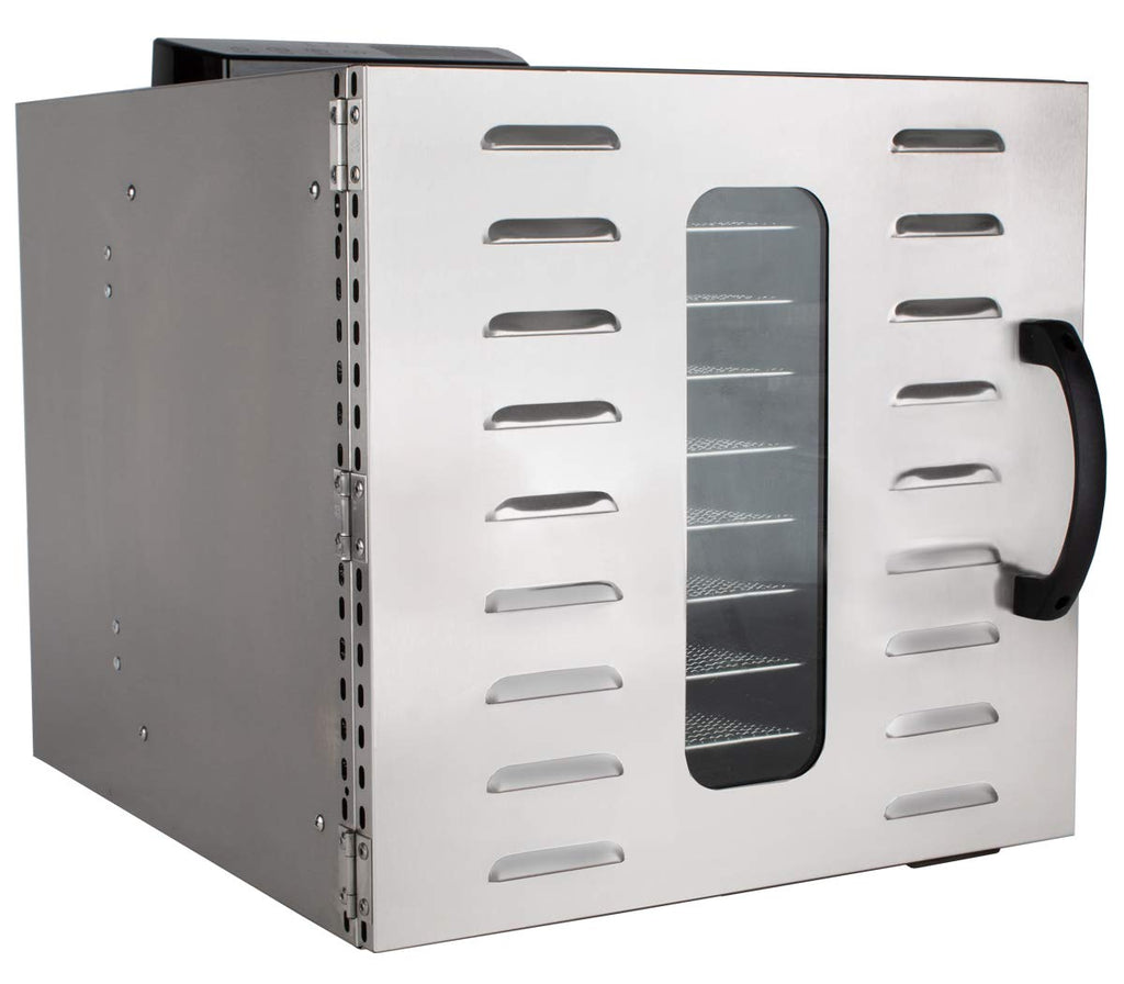 Beeketal 'BDA-15' Dörrautomat aus Edelstahl mit 10 Etagen, Zeitschaltuhr (max. 24h), einstellbarer Temperatur (30-90 °C) und LED Bedienfeld - Profi Gastro Dörrgerät inkl. 10 Einlegegittero