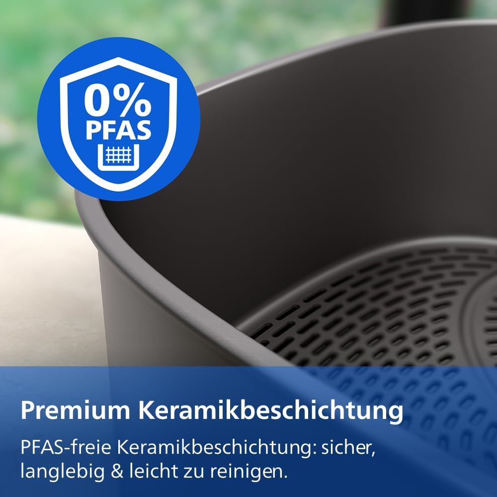 Philips Airfryer 4000 Series Stacked Dual Basket, Stacked Hot Air Fryer, 2 Chambers, 10L, RapidAir Technology, 45% Less Space, PFAS-Free Ceramic Coating, Viewing Window (NA460/00)