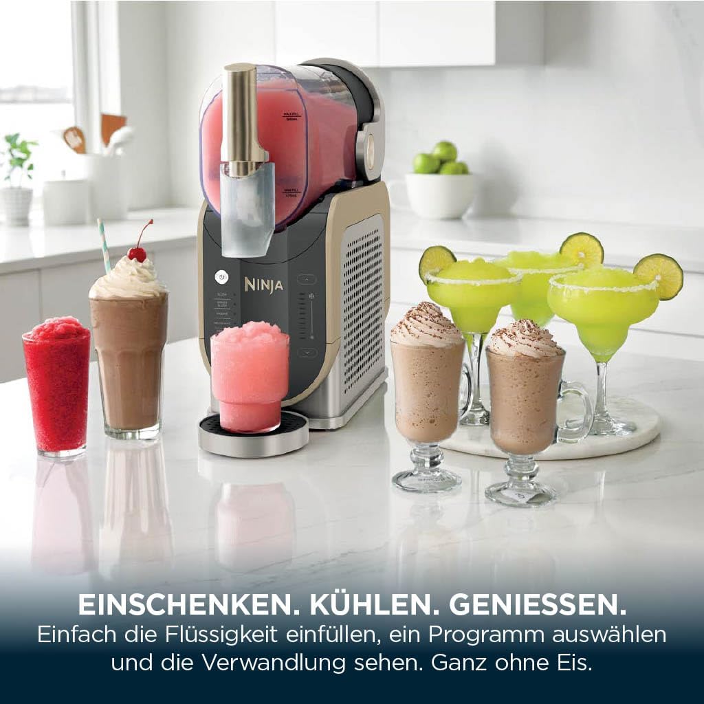 Ninja SLUSHi FS301EUSTGD Slush Ice Cocktail Frappe Milkshakes & Frozen Juice Machine - WhisperChill Technology - Holds 1.9L - Stone Gold