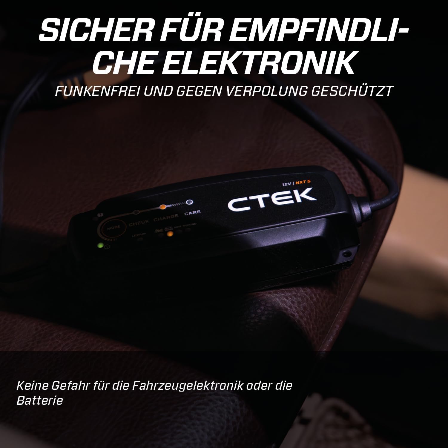 CTEK NXT 5 Smart Battery Charger 12V 5A Compatible with Lead Acid and Lithium Batteries, Reconditioning Mode, AGM Optimization, Temperature Compensation, Convenient Battery Maintenance Device