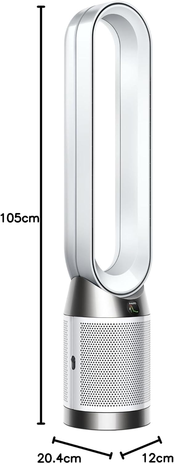 Dyson Purifier Cool™ PC1 Turmventilator Luftreiniger mit HEPA‑H13‑Filter – Leistungsstarke Kühlung & Luftreinigung für Räume bis 23qm, Steuerung über App‑ & Fernbedienung, 350° Rotation (Weiß)