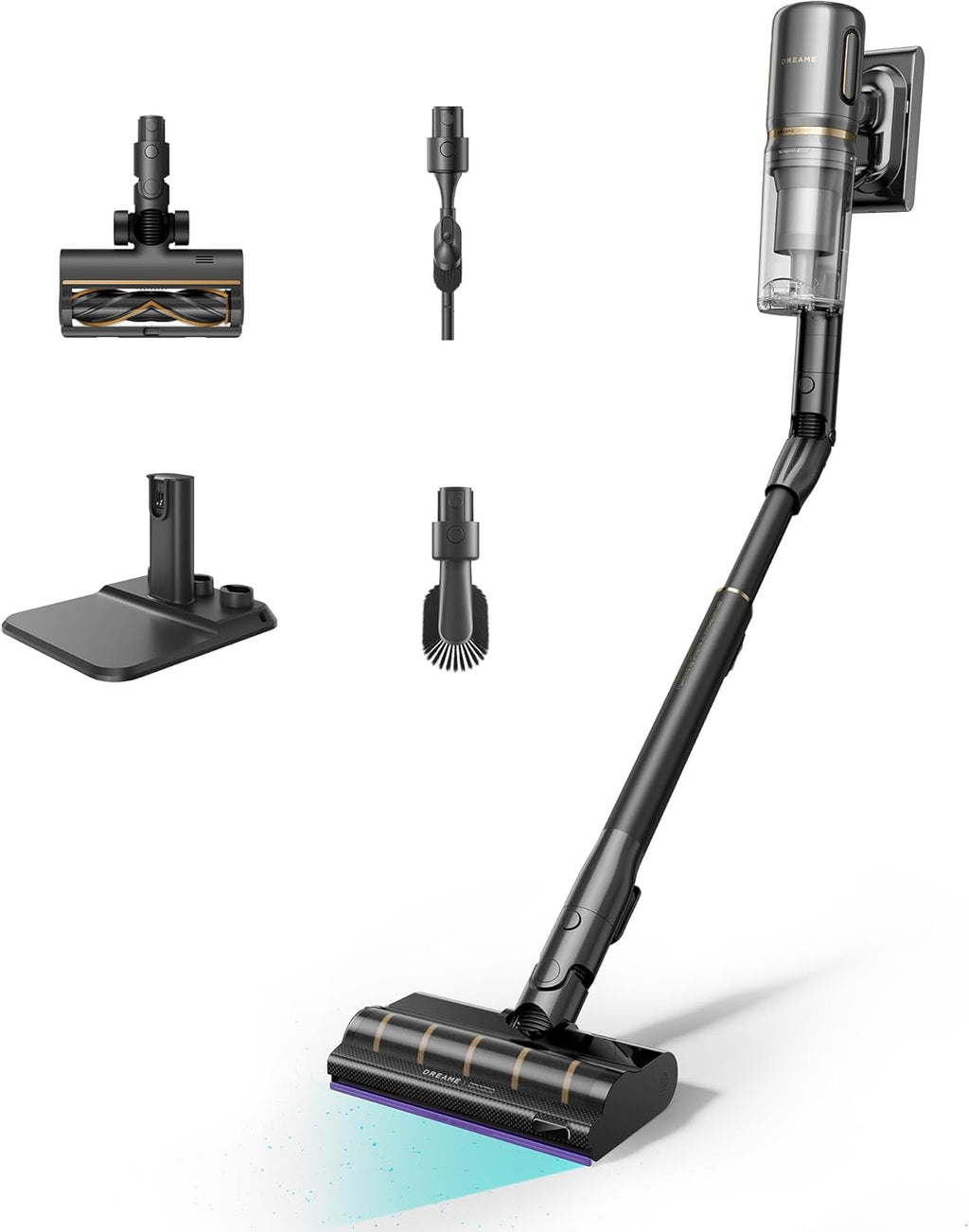 dreame V20 Pro-A Cordless Vacuum Cleaner, 0.01 mm Edges, Hard Floors, Carpets and Hair, Tangle-Free, 24000PA / 210AW, Autonomy of 90 Min, Filtration 99.99%
