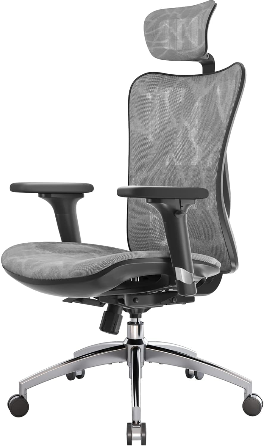 SIHOO Ergonomic Desk Chair, Swivel Chair with Adjustable Lumbar Support, Headrest and Armrest, Height Adjustment and Rocker Function, Back-Friendly, Office Chair Load Capacity: up to 150 kg (330 lbs)