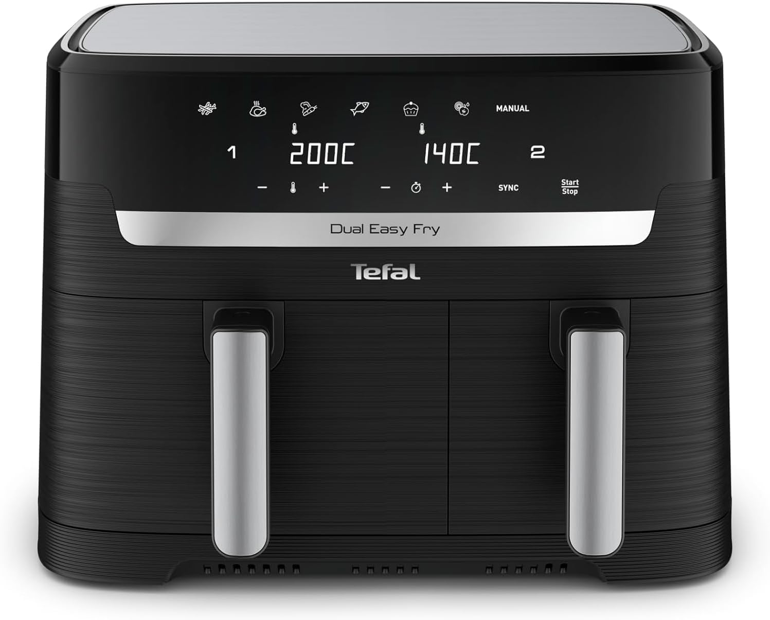 Tefal Dual Easy Fry Hot Air Fryer 8.3 L - Airfryer with 2 Chambers & XL Drawer, 7 Programmes, 2700 W, Extra Crisp Technology, Low Fat Frying & Energy Saving, Dishwasher Safe EY9018