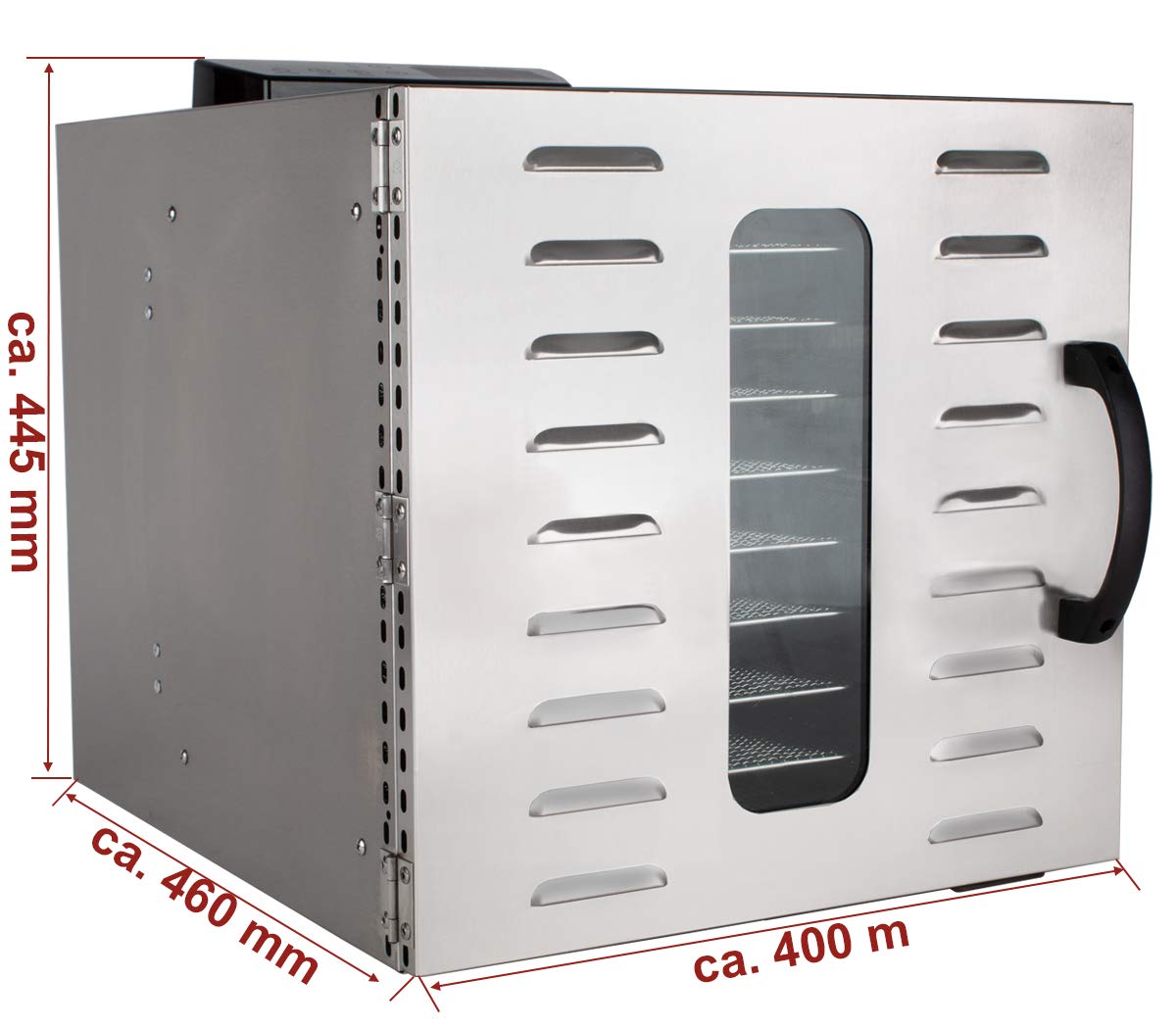 Beeketal 'BDA-15' Dörrautomat aus Edelstahl mit 10 Etagen, Zeitschaltuhr (max. 24h), einstellbarer Temperatur (30-90 °C) und LED Bedienfeld - Profi Gastro Dörrgerät inkl. 10 Einlegegittero