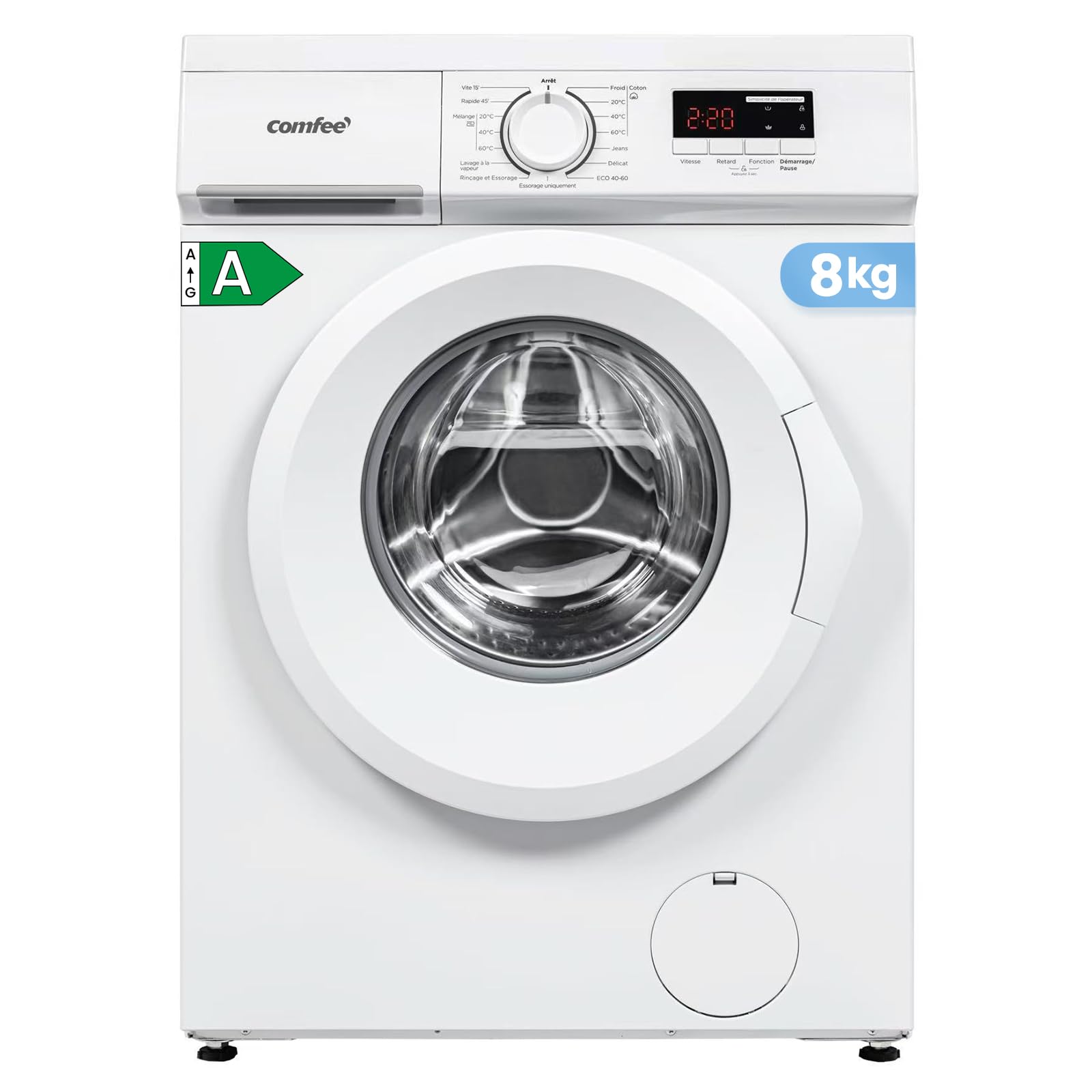 COMFEE ' CFE12EW90/W Front Washing Machine 9 kg, Energy Class A, BLDC Motor 1400 RPM, 15 Programs, Prewash, White [Energy Class A]