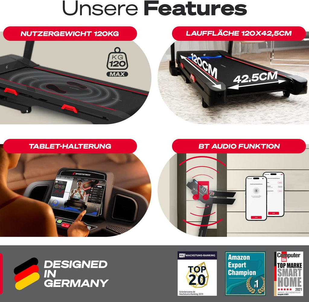 Sportstech F31s: Klappbares Laufband für Zuhause mit App, Bluetooth & LED ✨