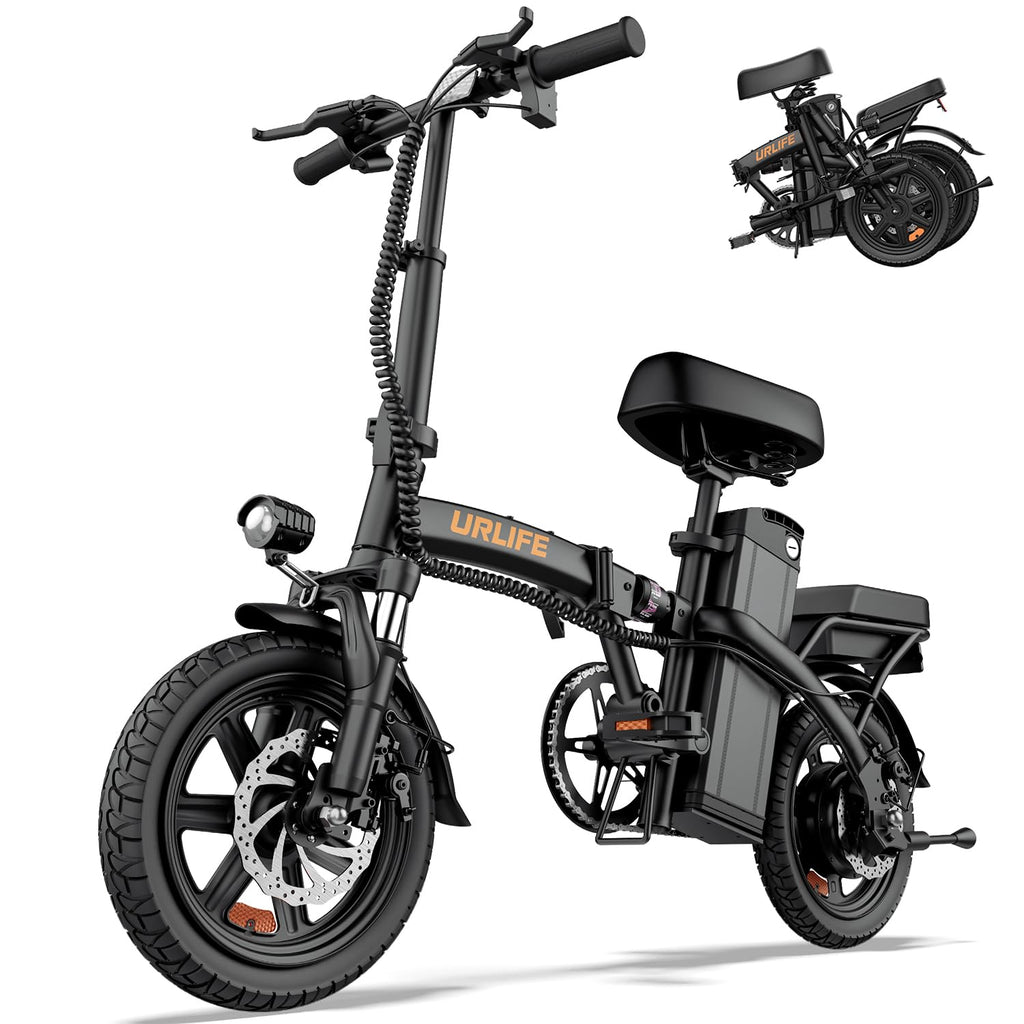 URLIFE E-Bike Klapprad 14", 48V 7.5Ah Austauschbarem Akku für Lange Reichweite bis 60KM, Elektrofahrrad 250W Motor, 3 Fahrmodi, Sitzhöhe Verstellbar, Falt-Pedelec ebike für Herren Damen