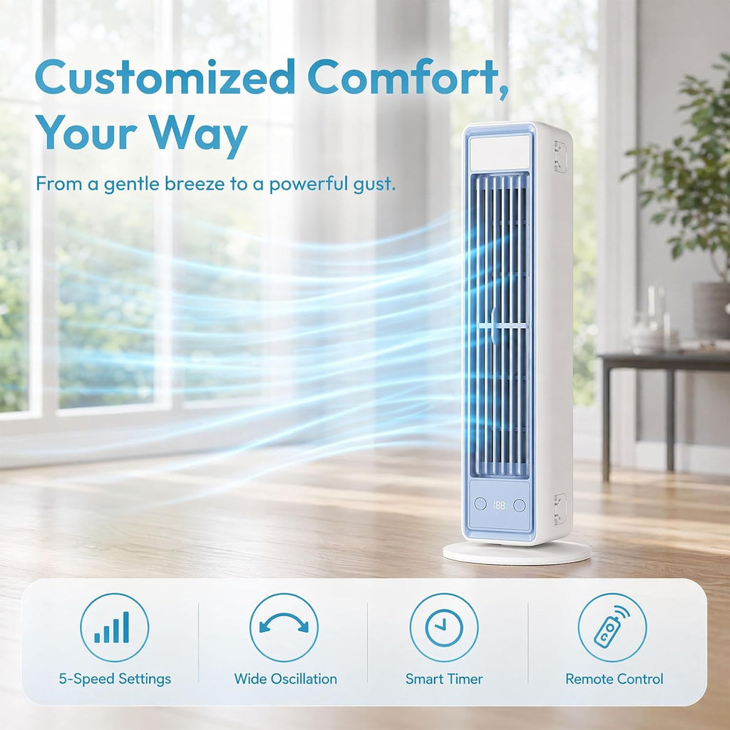Energy-efficient mobile air cooler, portable air conditioner without exhaust hose, economical fan bladeless, 3 levels, environmentally friendly cooling for home