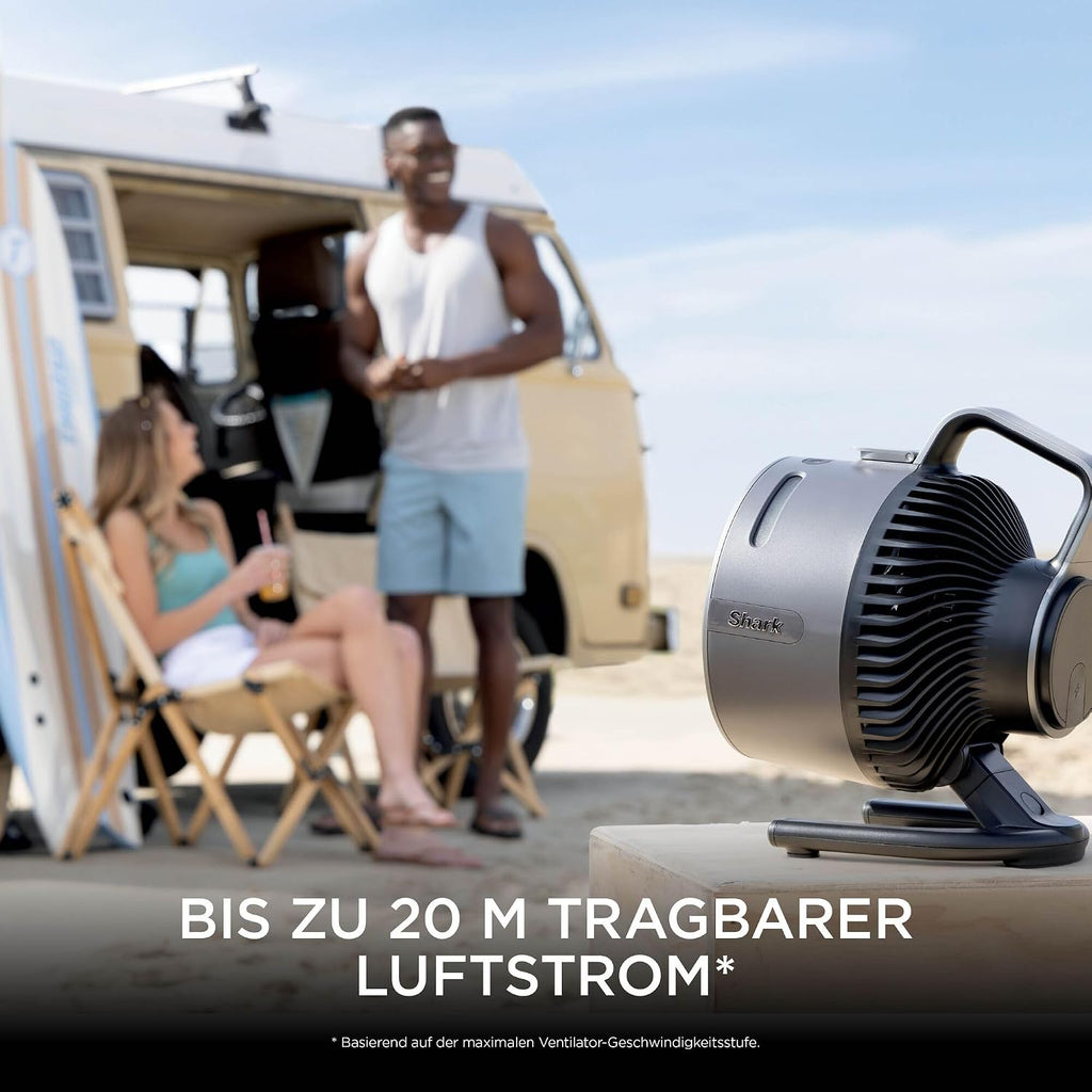 Shark FlexBreeze HydroGo – Leistungsstarker Nebelventilator, Kühlung im Innen- und Außenbereich, Leise und langlebig, Mit und ohne Kabel, Kompakt und Leicht, 5 Geschwindigkeiten, Anthrazit FA050EU