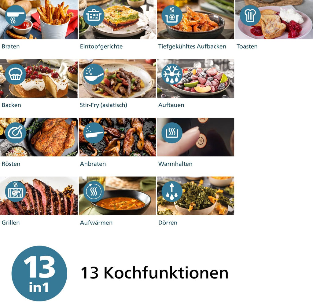 Philips Airfryer 2000 Series Hot Air Fryer, 4.2 L, Digital Touch Screen, 13 Cooking Options, 9 Preset Functions, 90% Less Fat with RapidAir Technology, 1500W Power, Black (NA229/00)