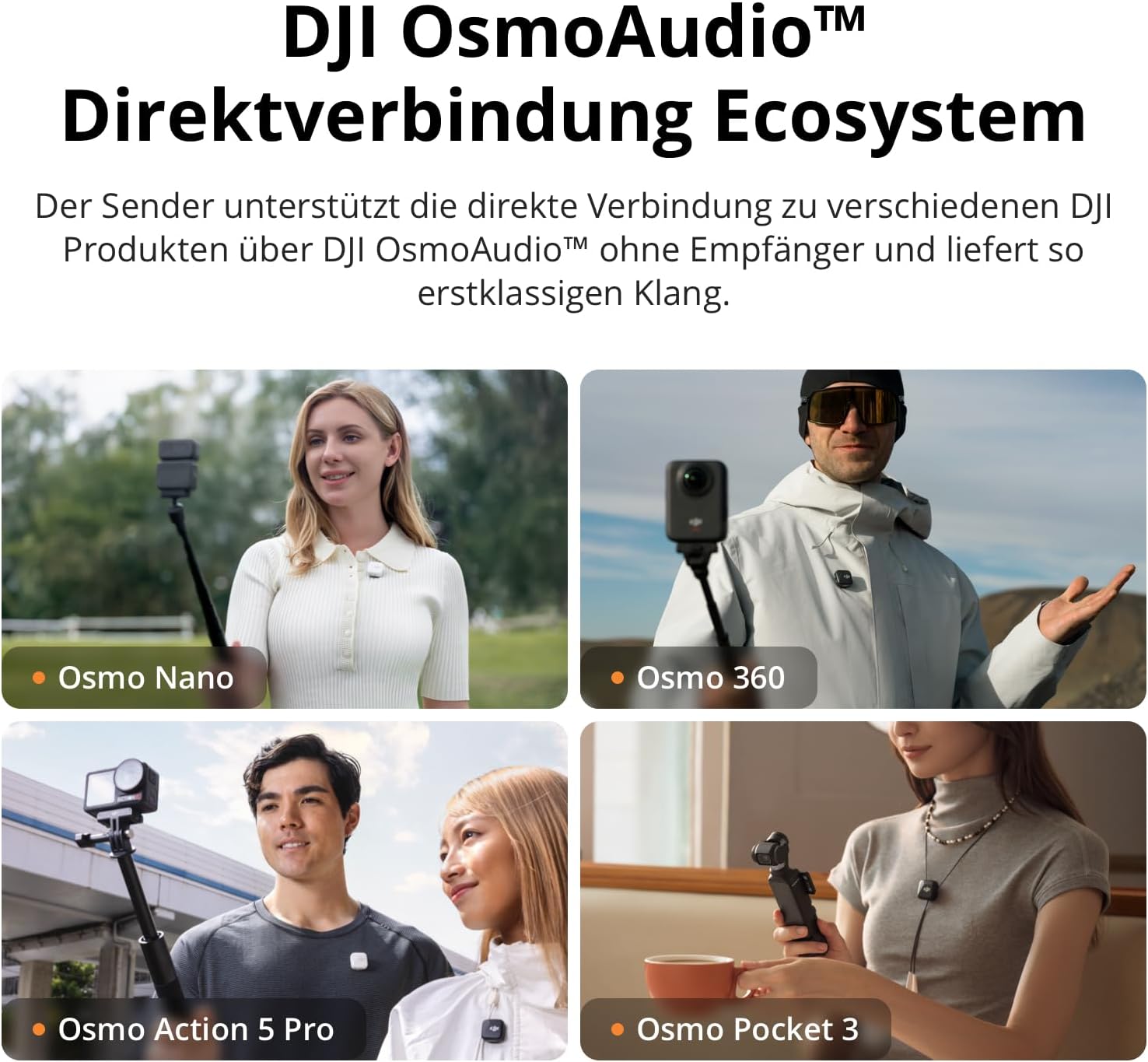 DJI Mic Mini (2 Transmitters, 1 Receiver, Charging Cradle), Wireless Lavalier Microphone, Bluetooth Microphone, OsmoAudio, 48 Hours Use, Mini Microphone for Mobile Phone/Camera, iPhone, Android, Vlog
