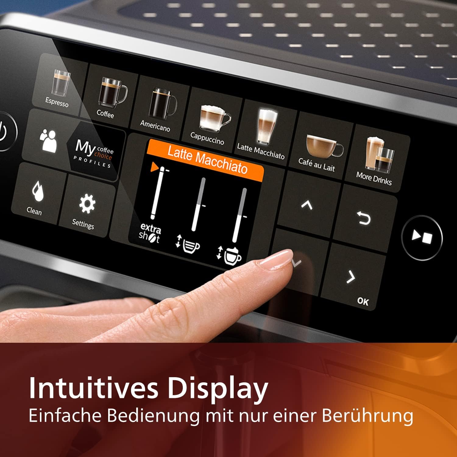 PHILIPS LatteGo Series 5400 Fully Automatic Coffee Machine, 12 Drinks, Milk Frother, Touch Screen, 4 Profiles, Chrome Finish (EP5447/90)
