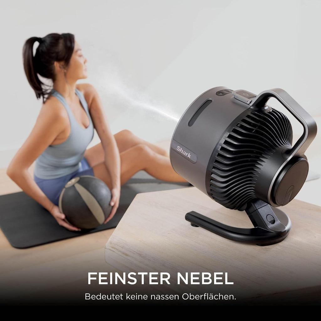 Shark FlexBreeze HydroGo – Leistungsstarker Nebelventilator, Kühlung im Innen- und Außenbereich, Leise und langlebig, Mit und ohne Kabel, Kompakt und Leicht, 5 Geschwindigkeiten, Anthrazit FA050EU