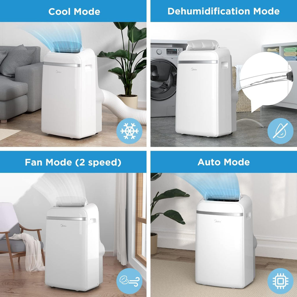 Midea Mobiles Klimagerät MPD-12CRN7, 3-in-1 Klimaanlage mit Abluftschlauch, Kühlen&Entfeuchten&Ventilieren,12000BTU/h(3,5kW/h) für Räume ca. 41m³(102㎡), 24h-Timer, 3 Jahre Garantie, weiss