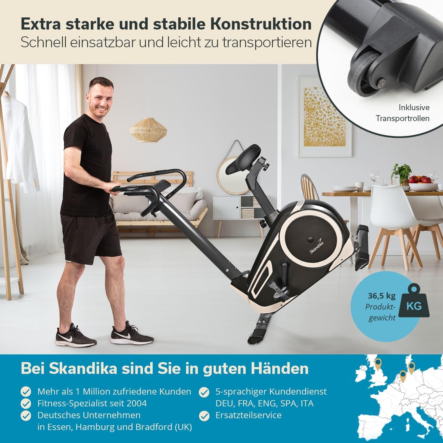 Skandika Morpheus: Ergometer mit App‑Steuerung, Pulsgurt und Tablethalter✨