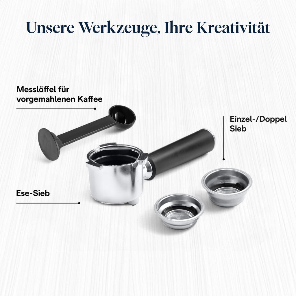 De'Longhi Dedica Style EC 685.M Espresso Filter Holder Espresso Machine with Professional Milk Foam Nozzle 15 cm Wide 1 Litre Water Tank Full Metal Casing E.S.E Pads Silver