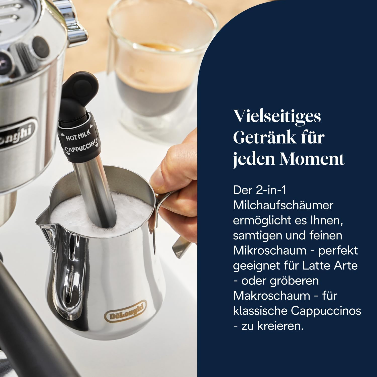 De'Longhi Dedica Style EC 685.M Espresso Filter Holder Espresso Machine with Professional Milk Foam Nozzle 15 cm Wide 1 Litre Water Tank Full Metal Casing E.S.E Pads Silver