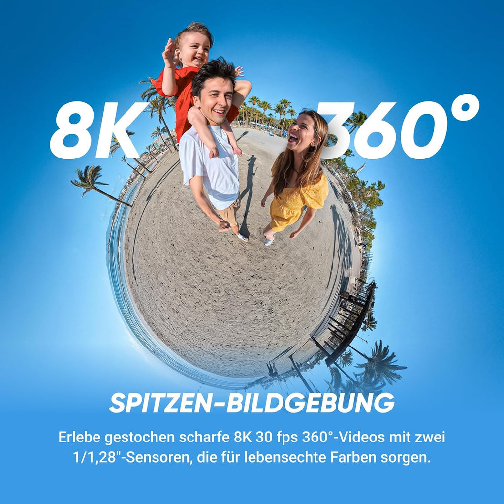 Insta360 X5 Must-Have Bundle, Waterproof 8K 360° Camera, Low Light Lead, Invisible Selfie Stick Effect, Robust & Replaceable Lenses, 3 Hour Battery, Integrated Wind Protection, Stabilisation