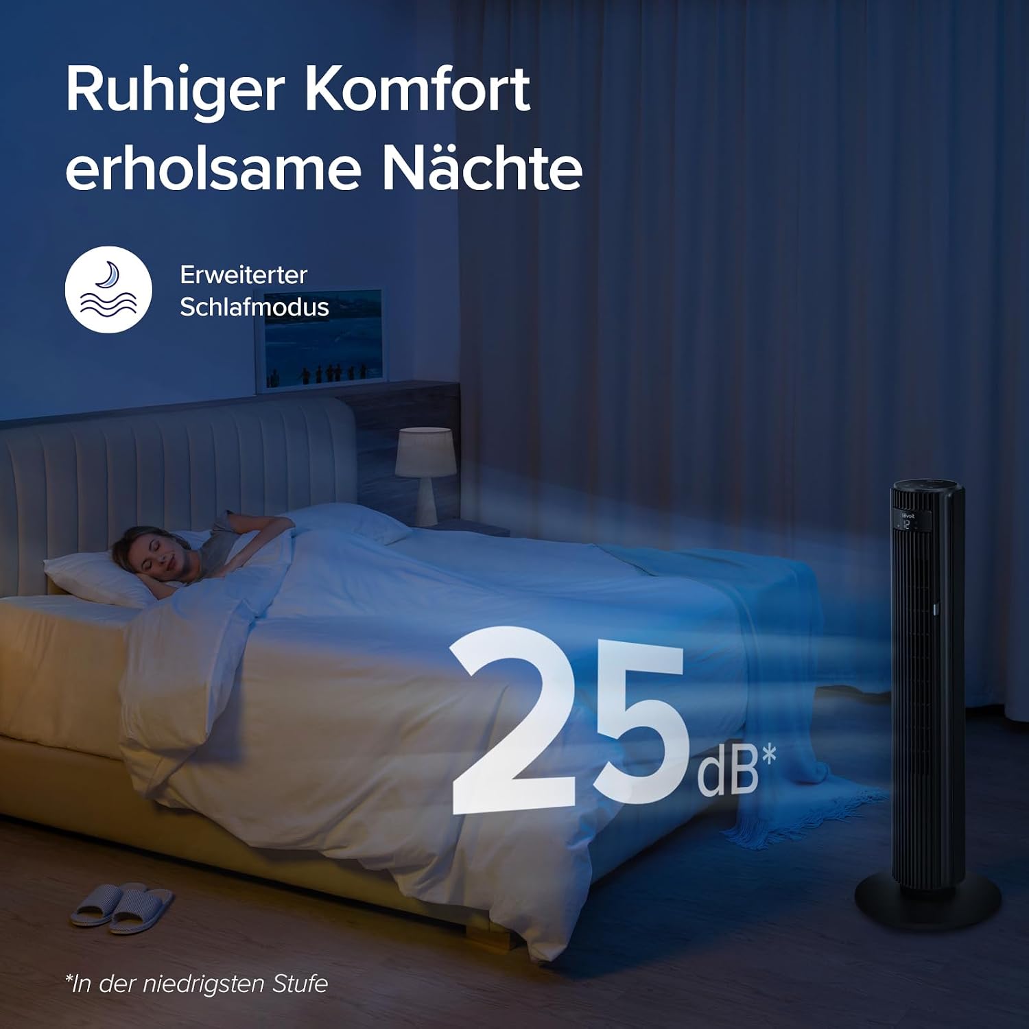 Levoit - Smart APP Turmventilator Leise-Ventilator für Schlafzimmer - 4 Modi/12 Stufen/12 Std Timer - Fernbedienung & Kühlung - 7,9m/s - Sensor & Sprachsteuerung Standventilator - Schwarz, 106 cm