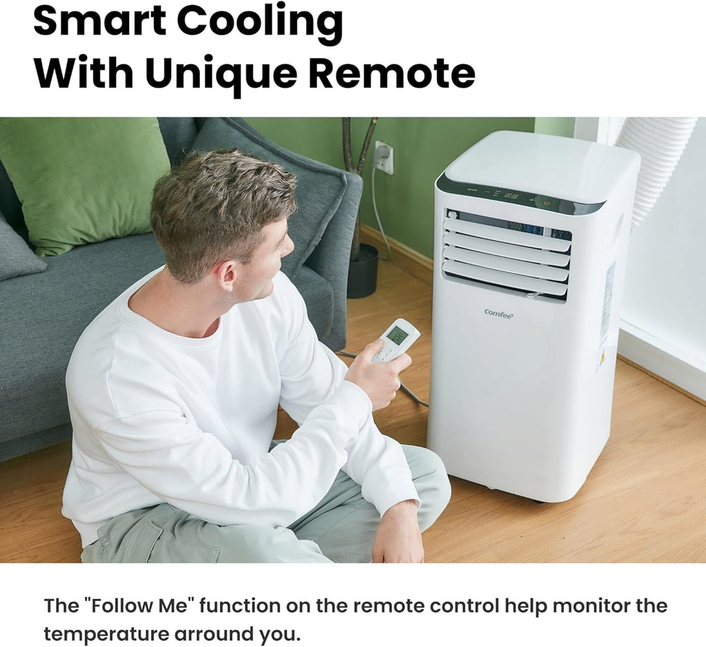 Comfee MPPH-09CRN7 Mobile Air Conditioner, 9,000 BTU, 2.6 kW, Cooling, Ventilating & Dehumidifying, Room Size up to 88 m³ (33 m²), with Exhaust Hose