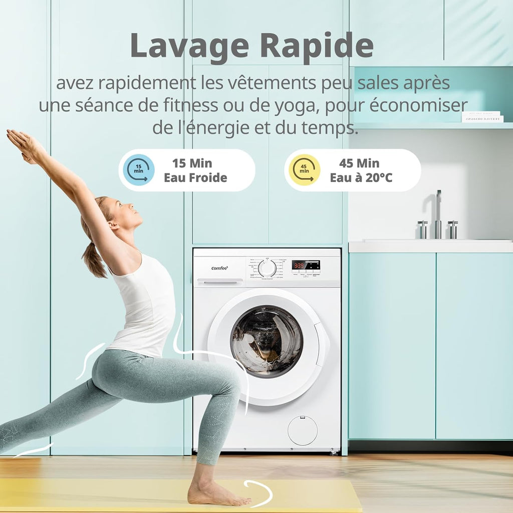 COMFEE ' CFE12EW90/W Front Washing Machine 9 kg, Energy Class A, BLDC Motor 1400 RPM, 15 Programs, Prewash, White [Energy Class A]
