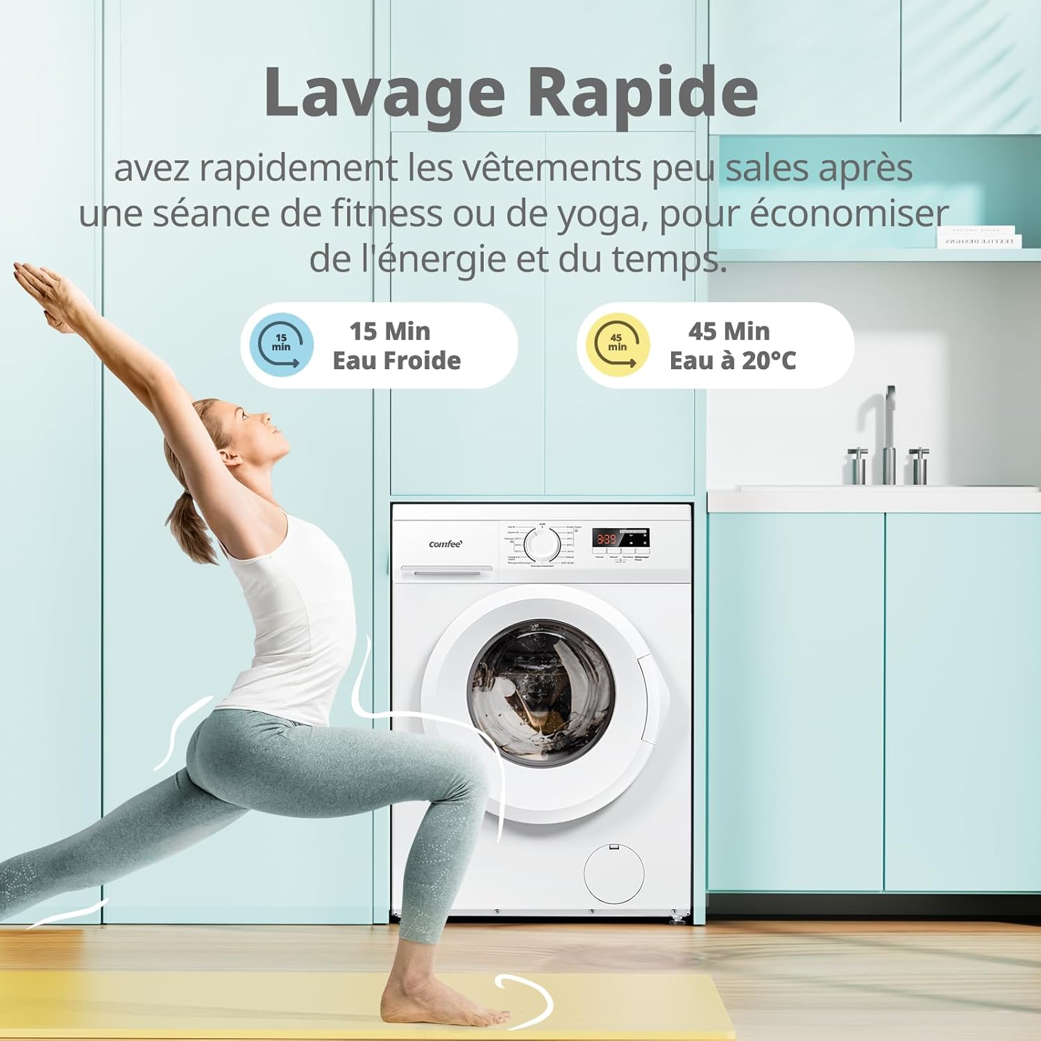 COMFEE ' CFE12EW90/W Front Washing Machine 9 kg, Energy Class A, BLDC Motor 1400 RPM, 15 Programs, Prewash, White [Energy Class A]