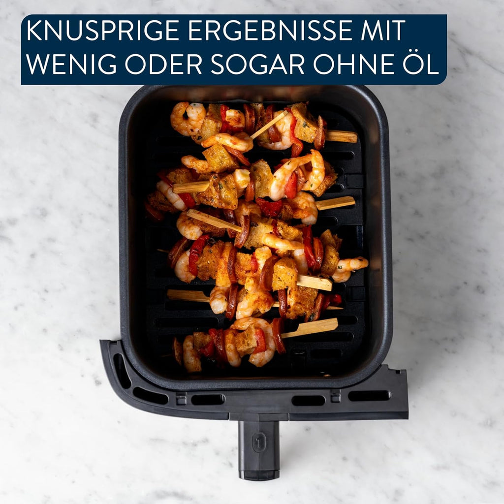Jamie Oliver by Tefal Dual Drawer Heißluftfritteuse 8,3 L – Airfryer mit 2 Kammern & Grillfunktion, 8 Programme, Sync-Modus für gleichzeitiges Garen, fettarm frittieren & energiesparend EY90JDE1