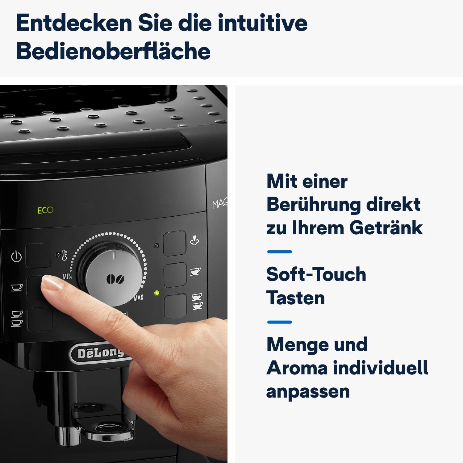 De'Longhi Magnifica S ECAM11.112.B, Fully Automatic Coffee Machine with Milk Frothing Nozzle for Cappuccinos, with Espresso Direct Selection Buttons and Rotary Control, 2 Cup Function, Black