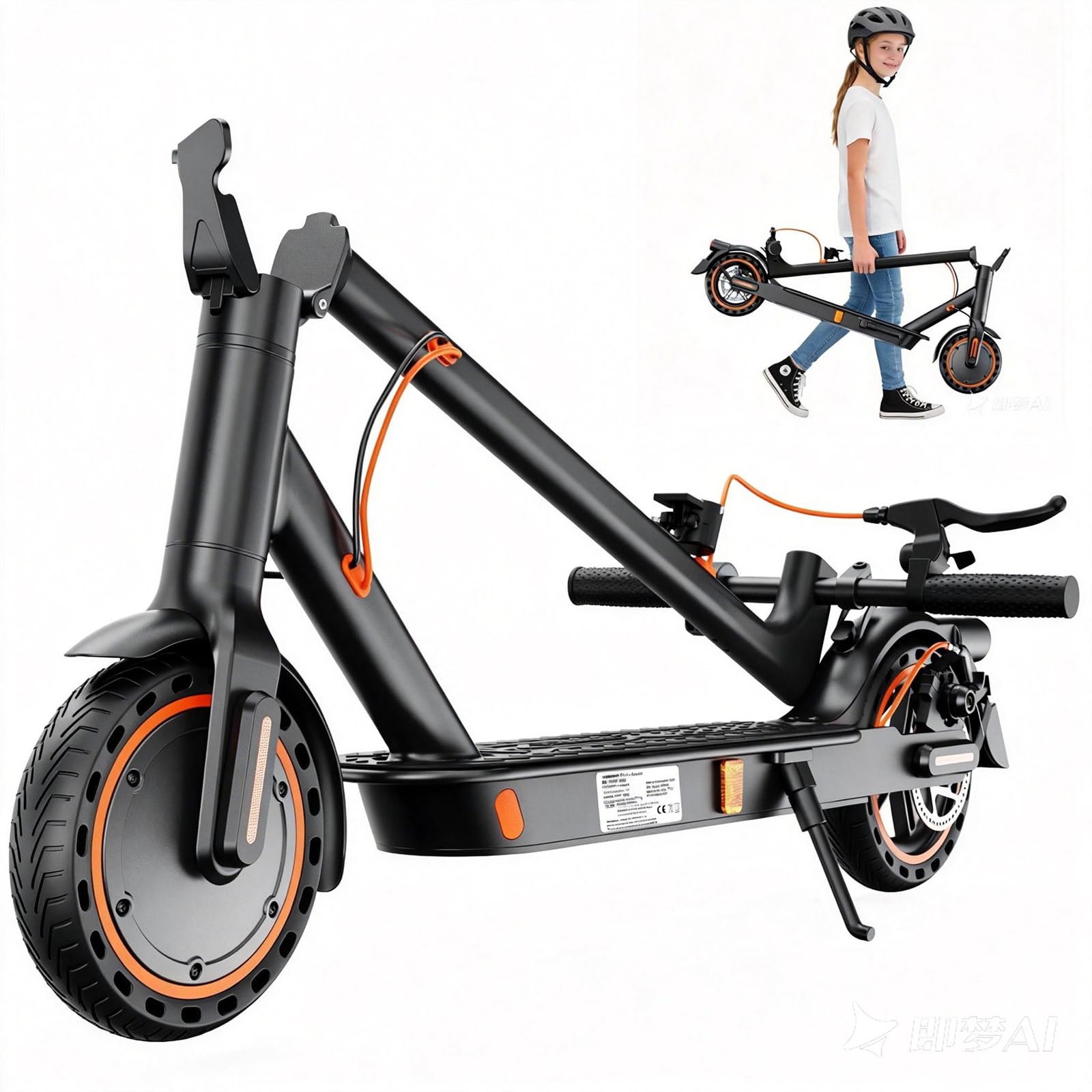 TODIMART T Series E-Scooter with Road Approval, 30 km Range, 350 W Motor, 8.5 Inch Honeycomb Tyres, Dual-Brake System, for Adults