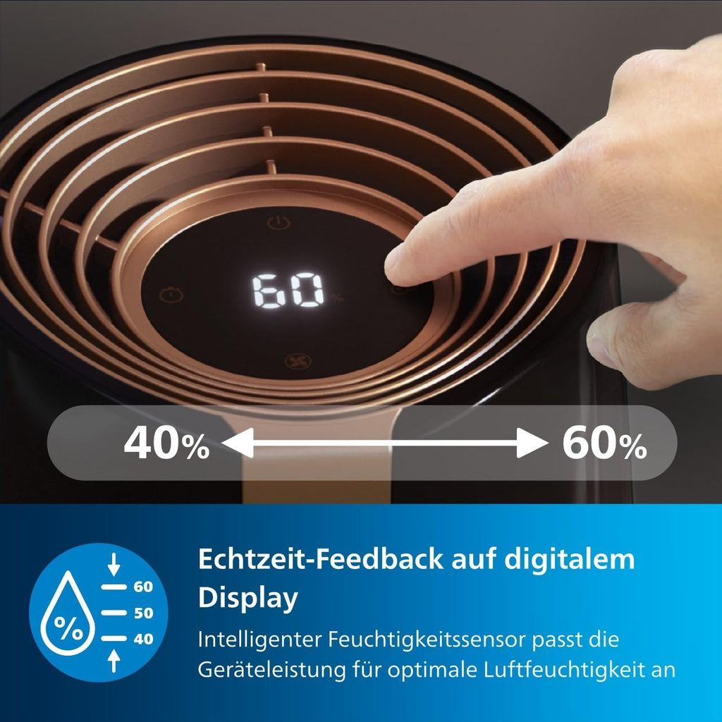 Philips 3000 Series HU3918/10 Humidifier, For Up To 45 m², Hygienic NanoCloud Technology, Quiet Night Mode, Automatic Mode, 3 Litre Water Tank, Black