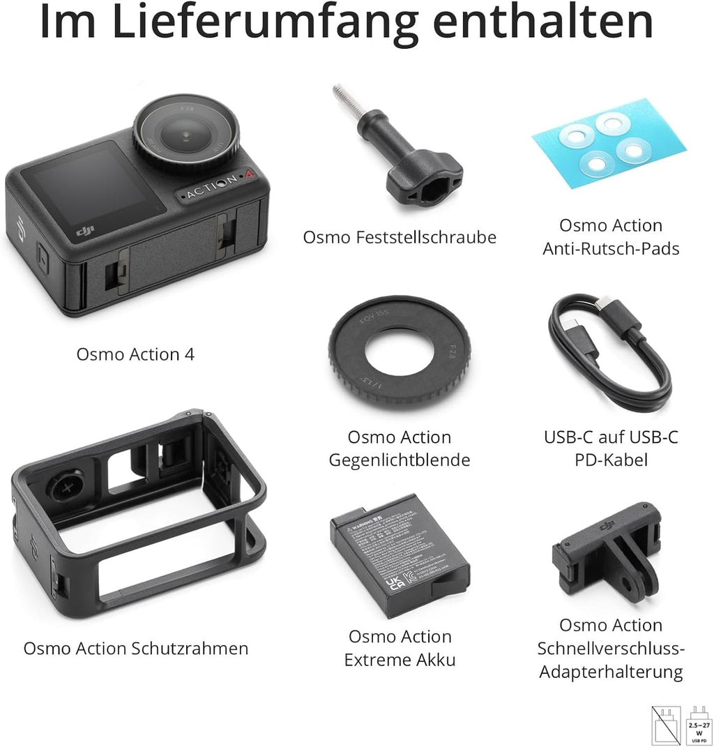 DJI Osmo Action 4 Essential Combo, 4K/120fps Action Cam with 1/1.3 Inch Sensor, Underwater Camera, Stunning Low-Light Recordings, 10-Bit and D-Log M Colour Performance, Long Lasting 1770 mAh Battery