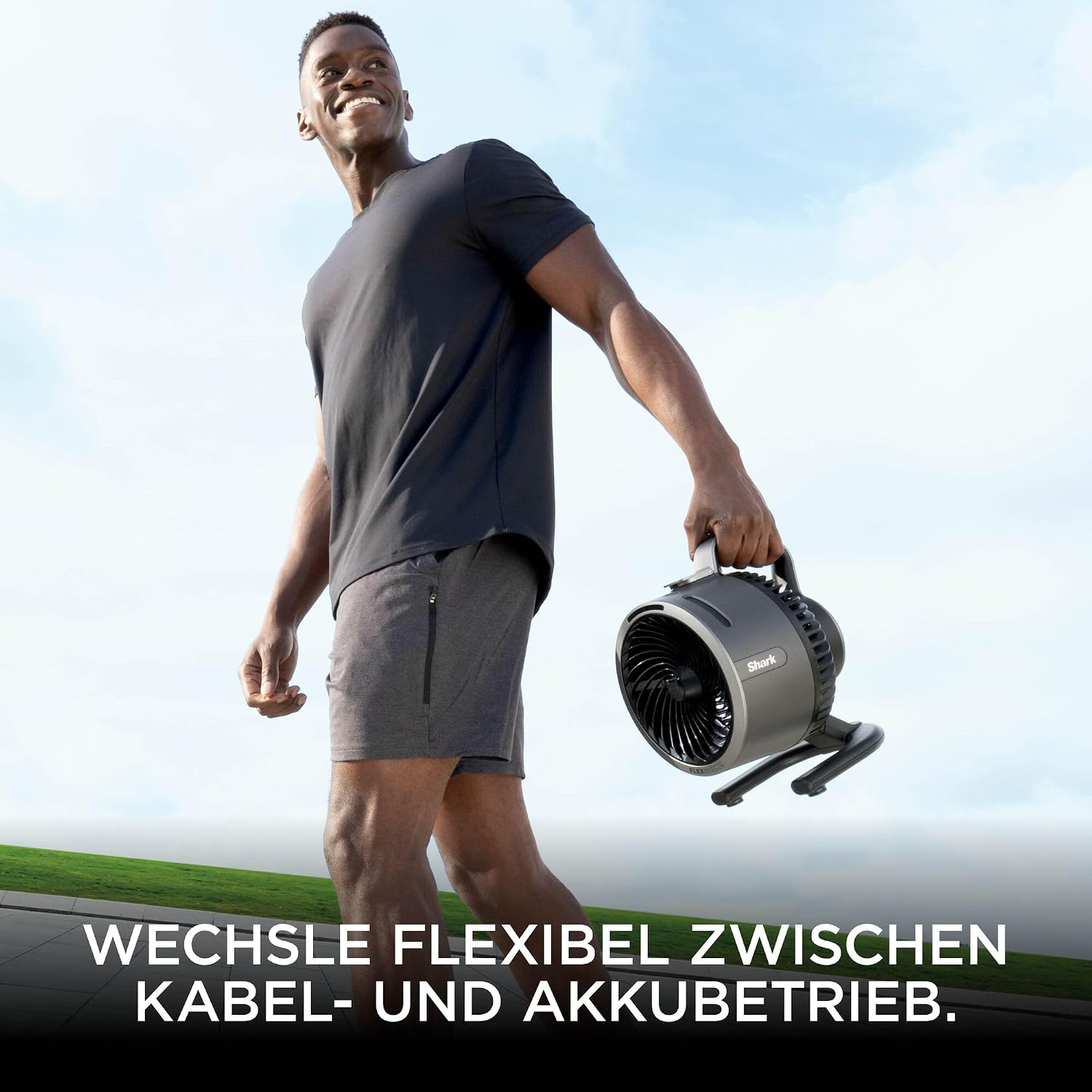 Shark FlexBreeze HydroGo – Leistungsstarker Nebelventilator, Kühlung im Innen- und Außenbereich, Leise und langlebig, Mit und ohne Kabel, Kompakt und Leicht, 5 Geschwindigkeiten, Anthrazit FA050EU