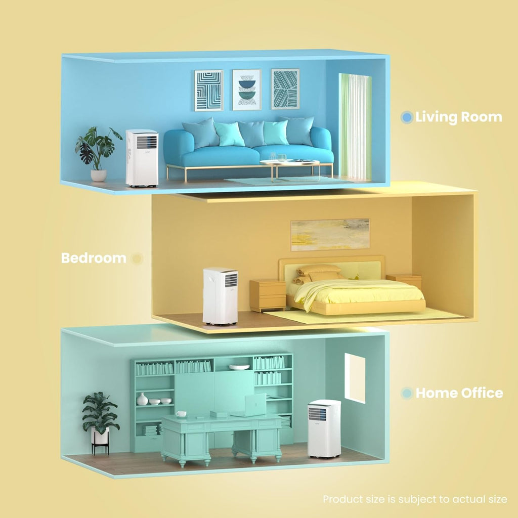 Comfee MPPH-09CRN7 Mobile Air Conditioner, 9,000 BTU, 2.6 kW, Cooling, Ventilating & Dehumidifying, Room Size up to 88 m³ (33 m²), with Exhaust Hose