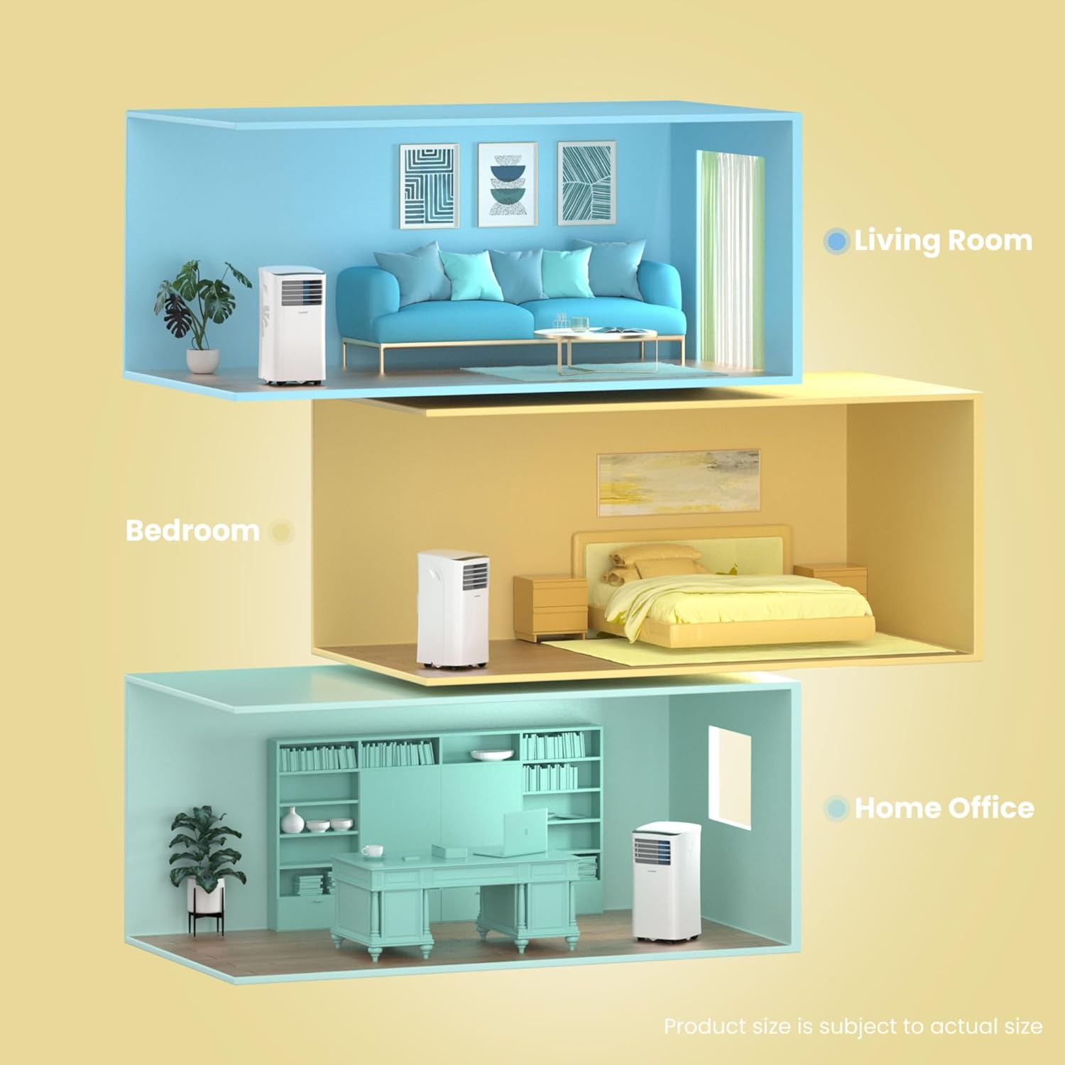 Comfee MPPH-09CRN7 Mobile Air Conditioner, 9,000 BTU, 2.6 kW, Cooling, Ventilating & Dehumidifying, Room Size up to 88 m³ (33 m²), with Exhaust Hose