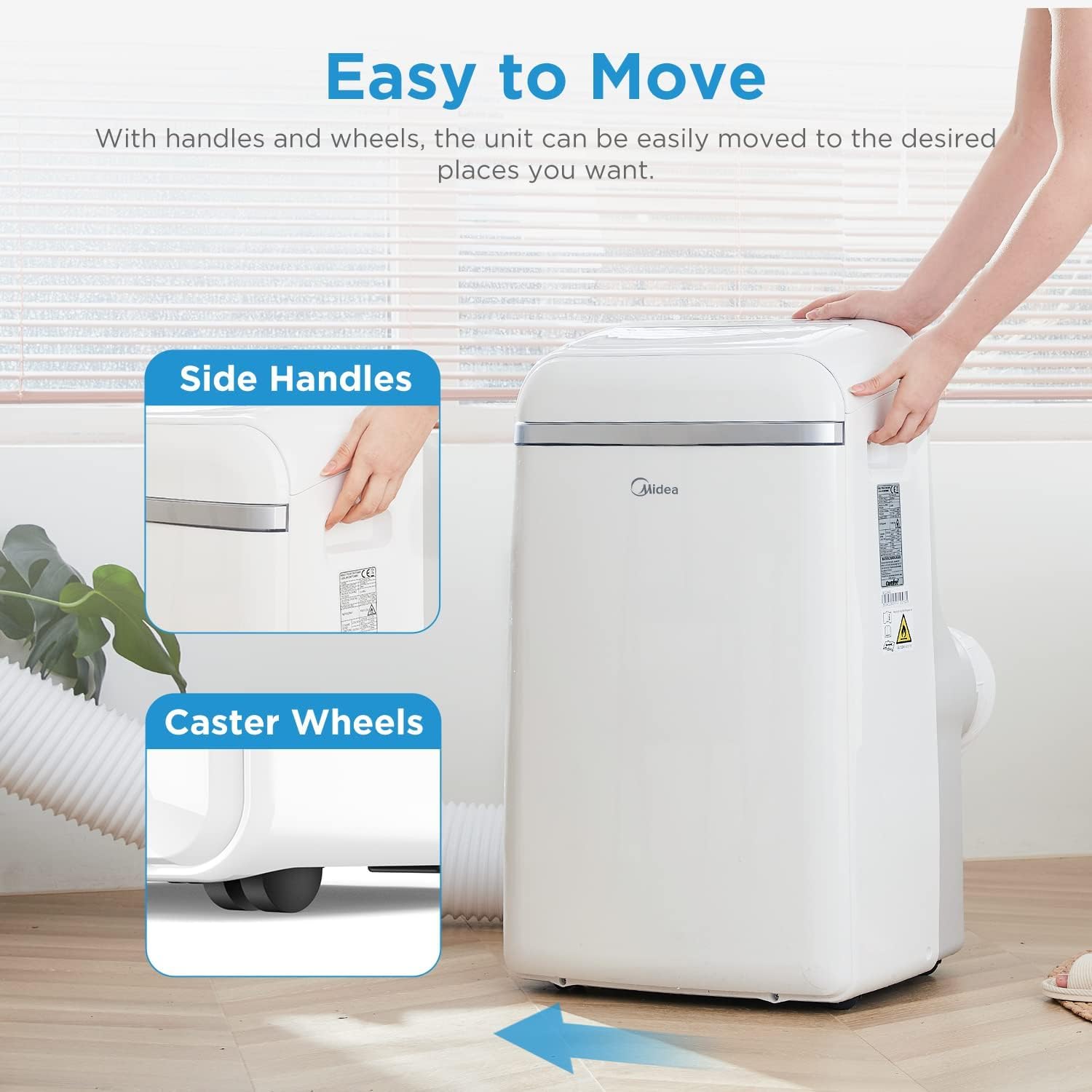 Midea Mobiles Klimagerät MPD-12CRN7, 3-in-1 Klimaanlage mit Abluftschlauch, Kühlen&Entfeuchten&Ventilieren,12000BTU/h(3,5kW/h) für Räume ca. 41m³(102㎡), 24h-Timer, 3 Jahre Garantie, weiss