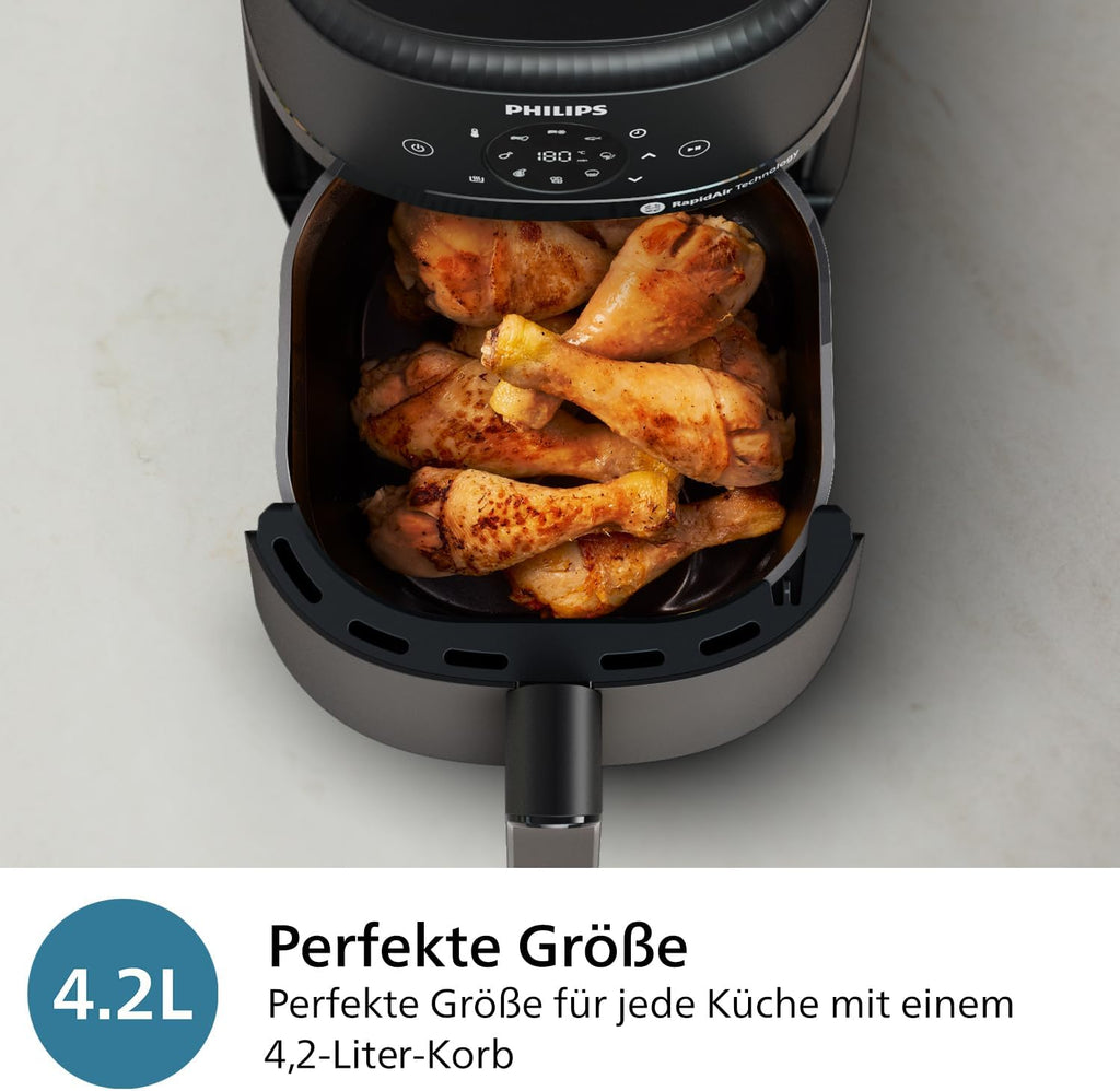 Philips Airfryer 2000 Series Hot Air Fryer, 4.2 L, Digital Touch Screen, 13 Cooking Options, 9 Preset Functions, 90% Less Fat with RapidAir Technology, 1500W Power, Black (NA229/00)