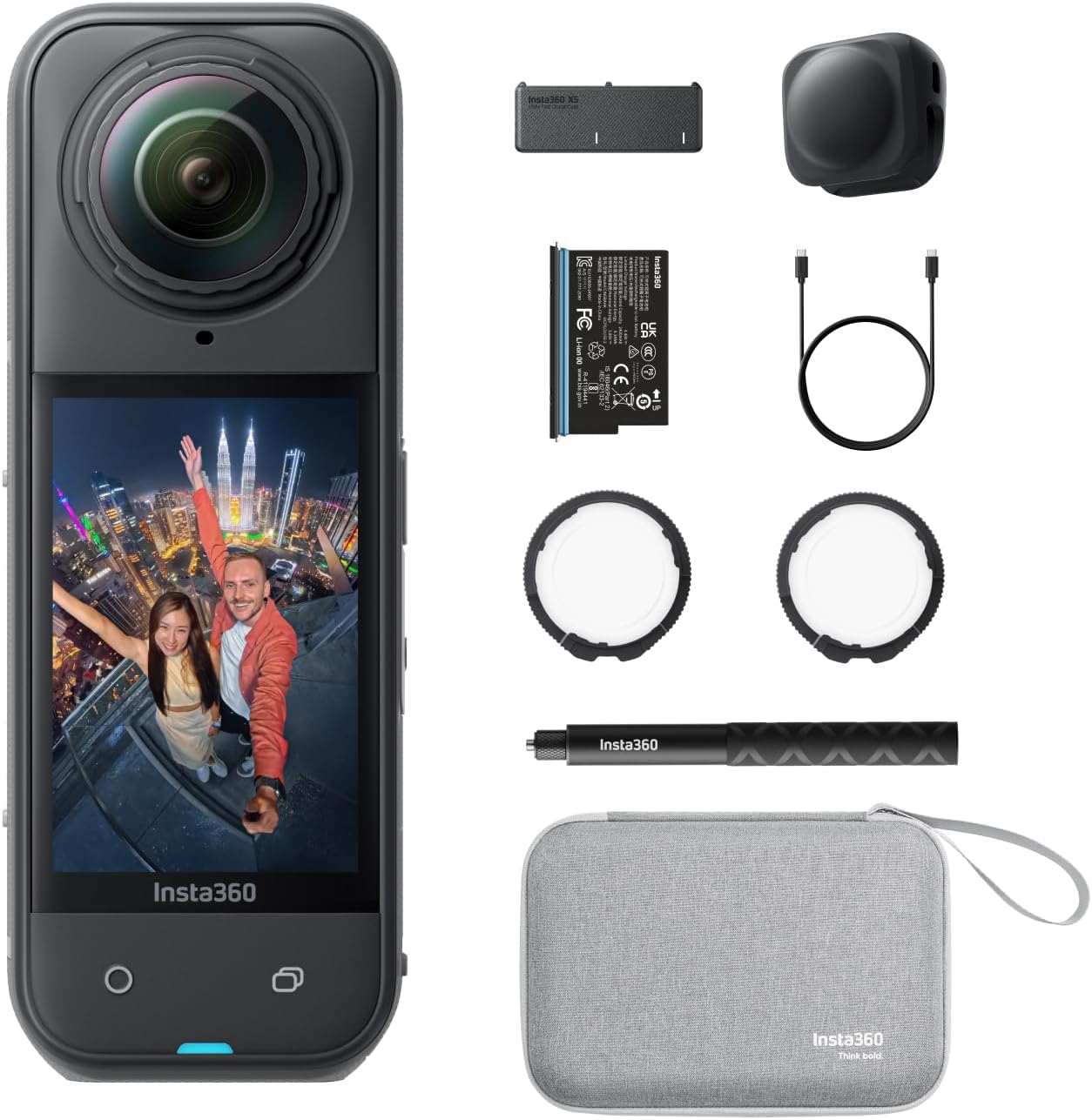 Insta360 X5 Must-Have Bundle, Waterproof 8K 360° Camera, Low Light Lead, Invisible Selfie Stick Effect, Robust & Replaceable Lenses, 3 Hour Battery, Integrated Wind Protection, Stabilisation