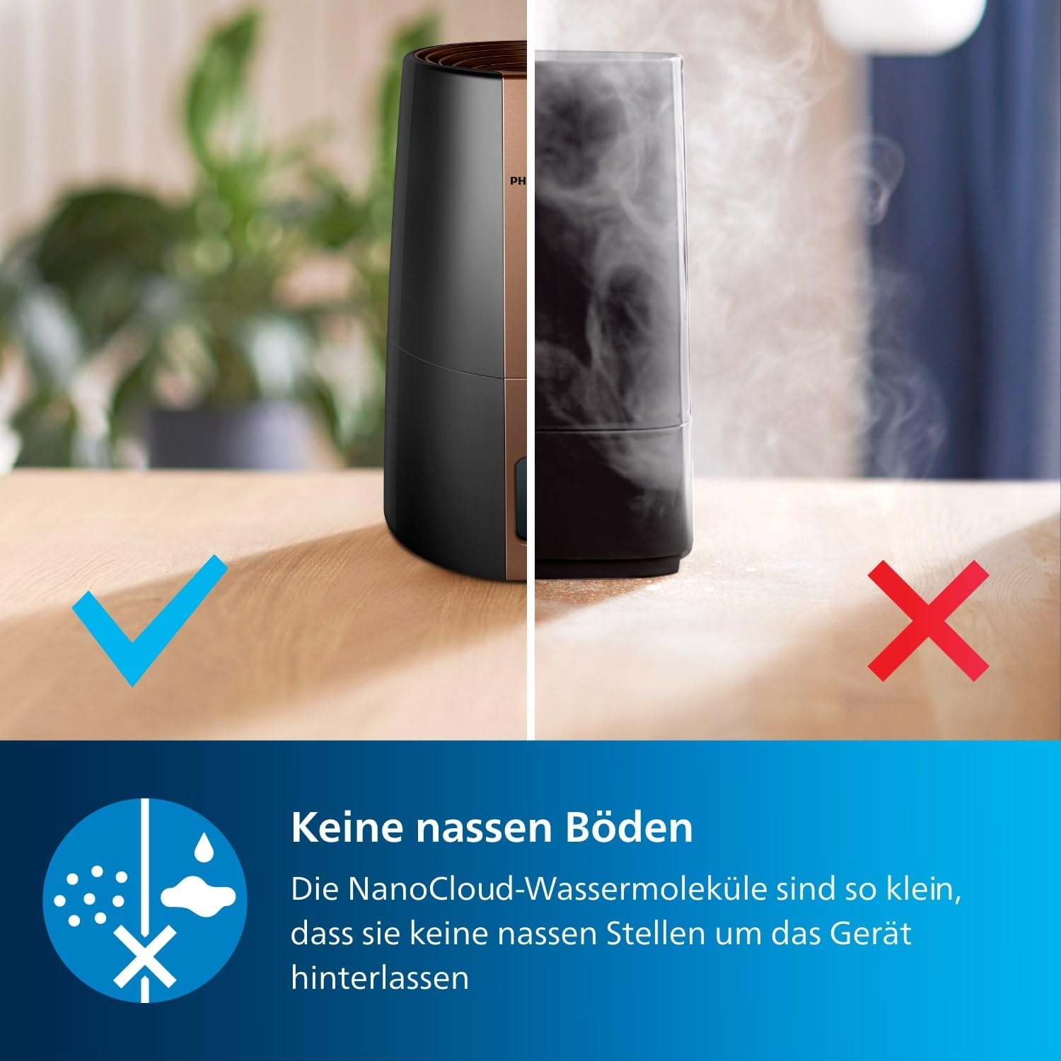 Philips 3000 Series HU3918/10 Humidifier, For Up To 45 m², Hygienic NanoCloud Technology, Quiet Night Mode, Automatic Mode, 3 Litre Water Tank, Black