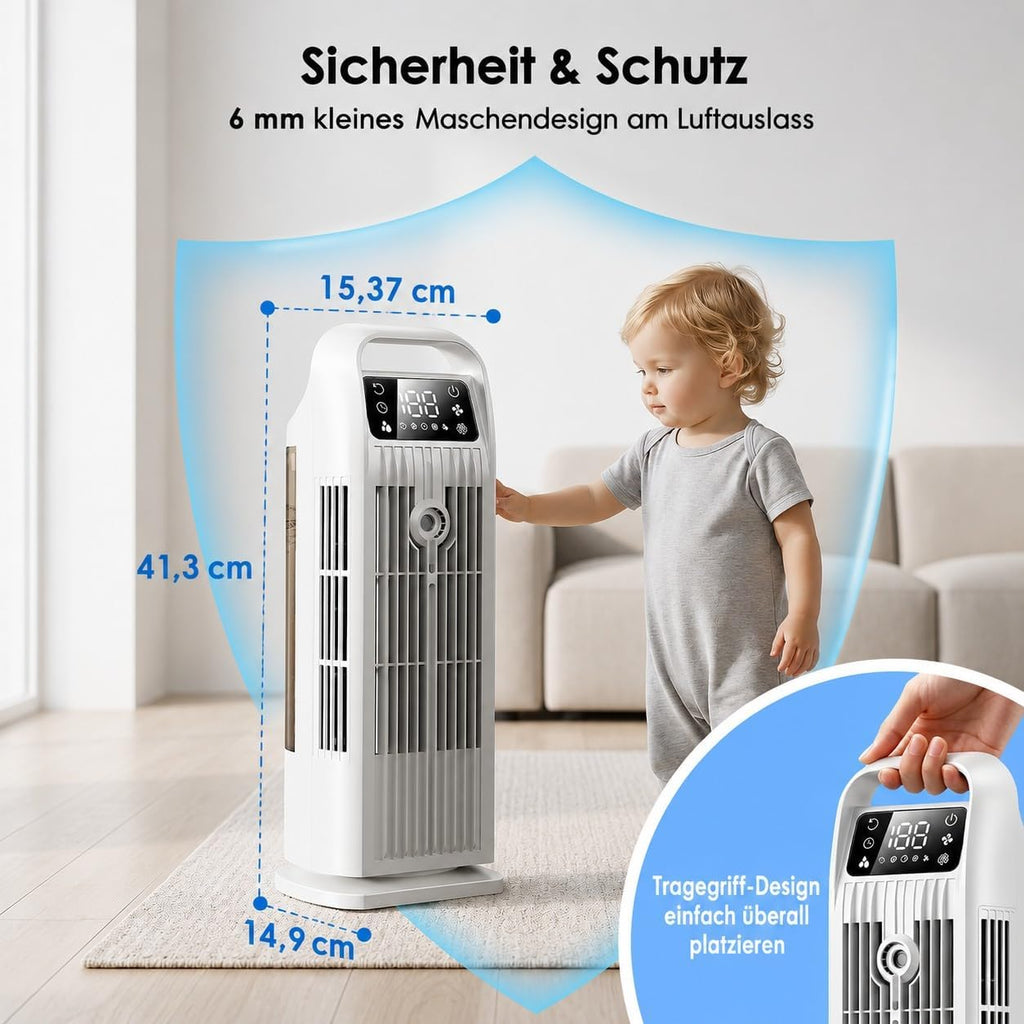 Mobile Air Conditioner without Exhaust Hose, 6-in-1, Air Cooler with Water Cooling & Humidifier, Air Cooler with 1200 ml Tank, 7 m/s Turbo, 36 W Quiet Mini Air Conditioner for Bedroom and Apartment