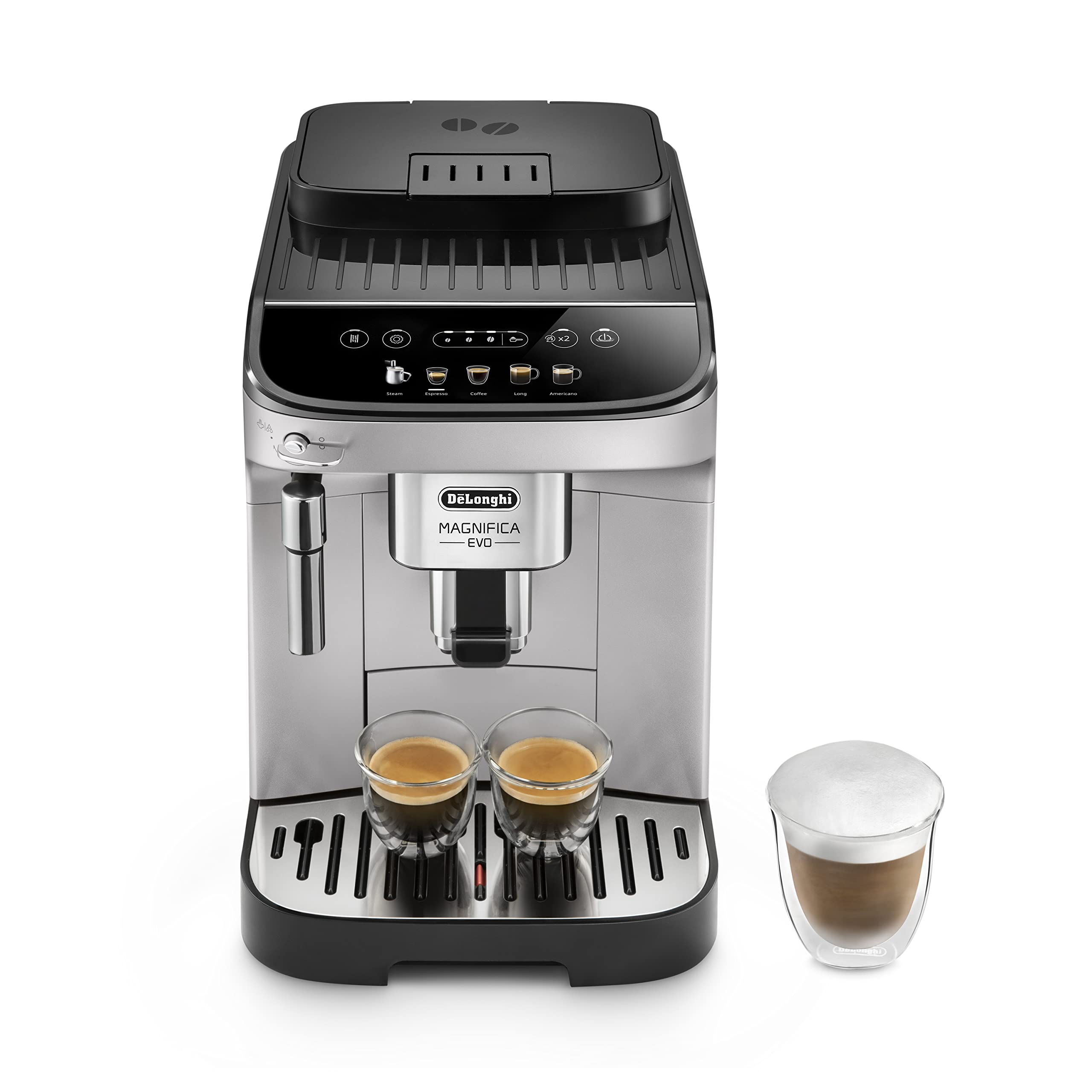 De'Longhi Magnifica S ECAM11.112.B, Fully Automatic Coffee Machine with Milk Frothing Nozzle for Cappuccinos, with Espresso Direct Selection Buttons and Rotary Control, 2 Cup Function, Black