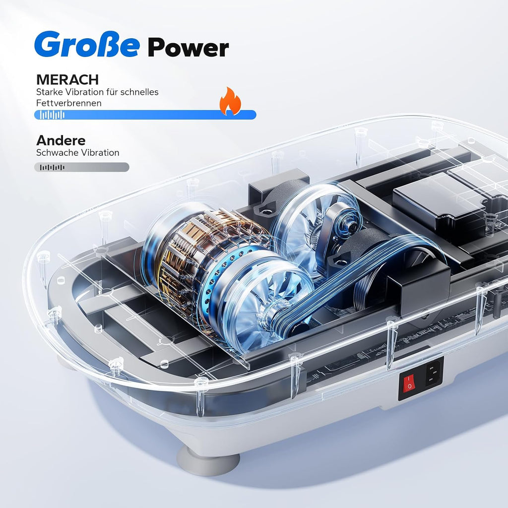MERACH Vibrationsplatte, Leise und Kompakte Vibrationsplatte für Körperformung und Entspannung mit Komfortabler Silikonpad, LED-Display und Fernbedienung