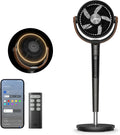 DREO 20dB Quiet Smart Floor Fan for Bedroom with RGB LED, 150° + 120° Oscillation, 30 m Air Circulation Fan and 2209 m³/h Air Volume, 12 Speeds, 6 Modes, 94-107 cm Height, WLAN & Alexa
