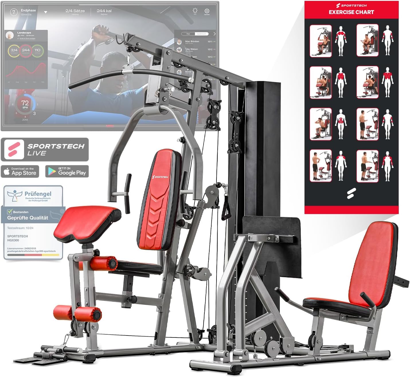 Sportstech HGX300: Multifunktions-Kraftstation mit Beinpresse, Stepper & Powertower ✨