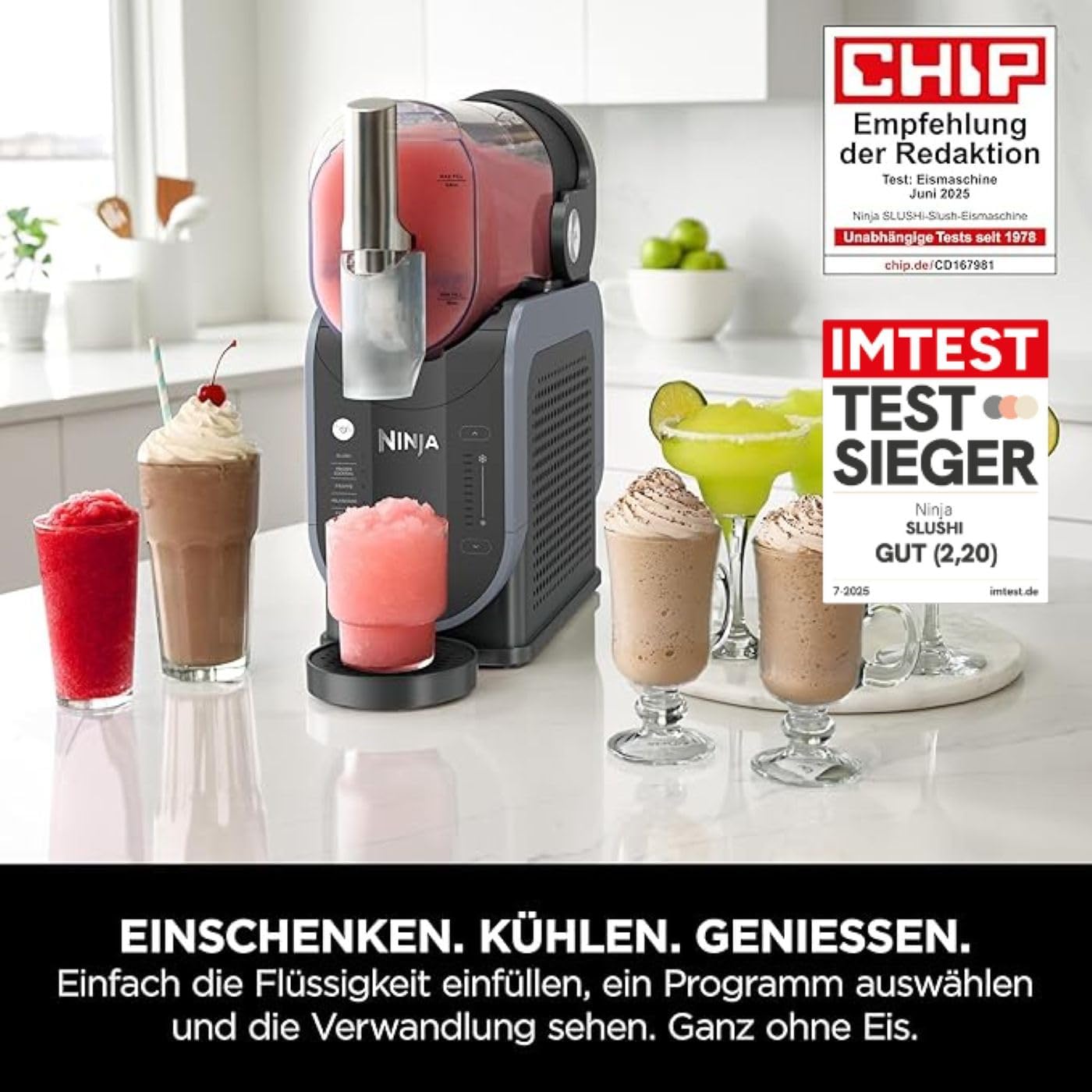 Ninja SLUSHi FS301EUTG Slush Ice Cocktails Frappe Milkshakes & Frozen Juice Machine - No Ice or Preparation - WhisperChill Technology - Holds 1.9L - Green
