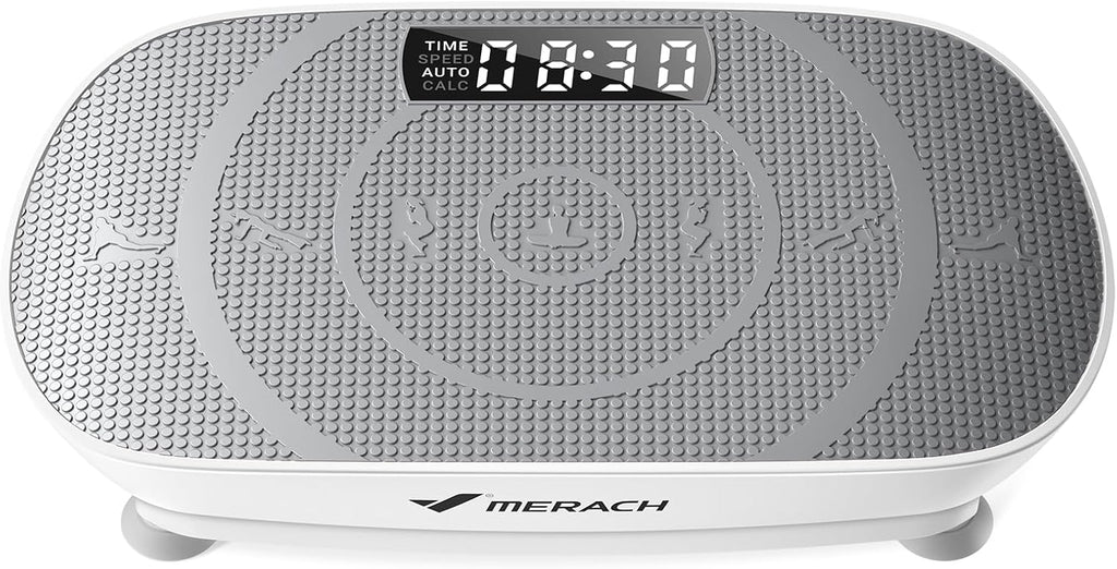 MERACH Vibrationsplatte, Leise und Kompakte Vibrationsplatte für Körperformung und Entspannung mit Komfortabler Silikonpad, LED-Display und Fernbedienung