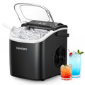 EUHOMY Small Ice Cube Machine, 9 Ice Cubes in 6 Minutes, 12 kg/24 H, Stainless Steel Ice Cube Machine with Portable Handle, Self-Cleaning Compact Ice Cube Machines for Home/Kitchen/Office/Bar
